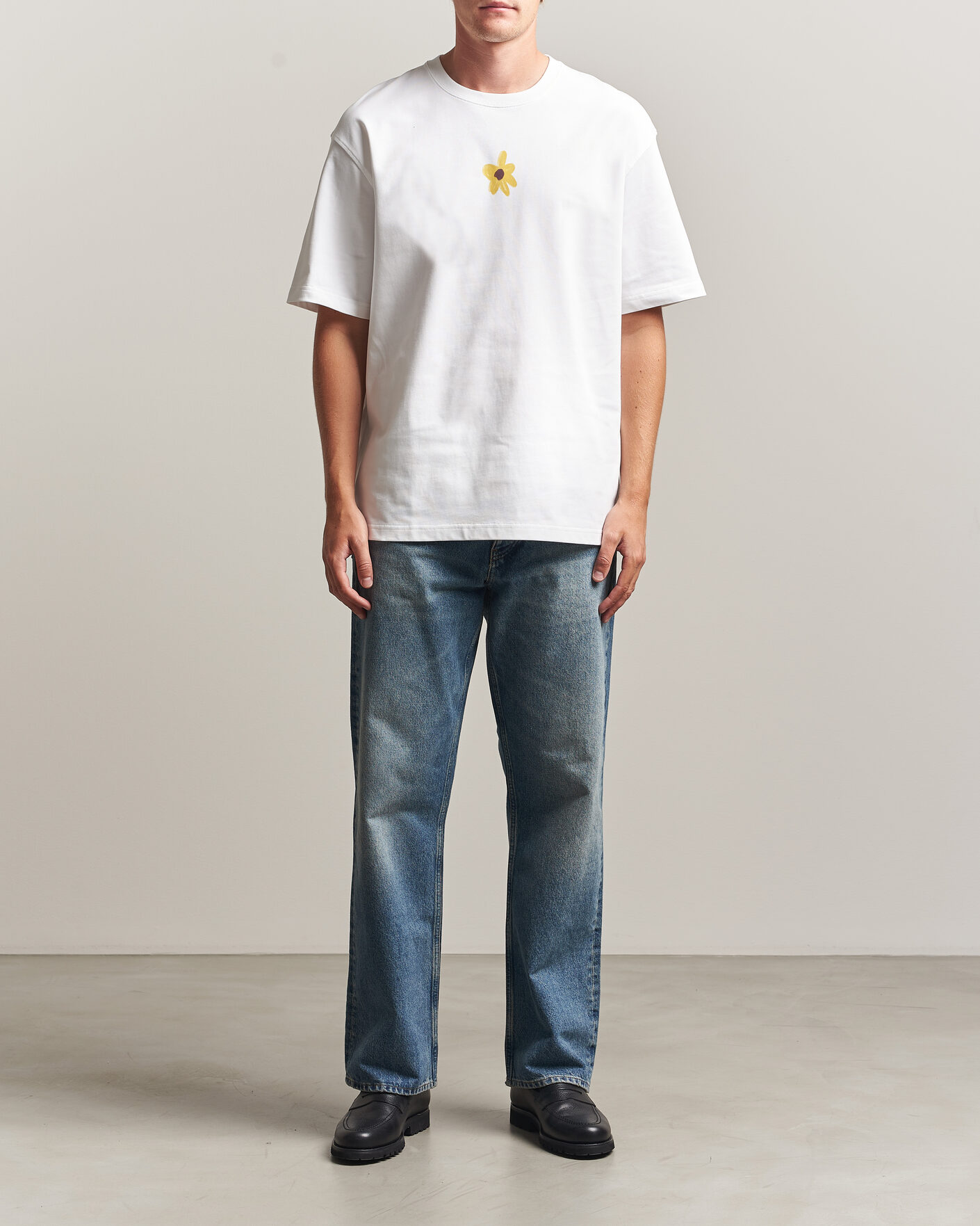 Heren | T-shirts | Samsøe Samsøe | Giles Printed Crew Neck T-Shirt White Flowers