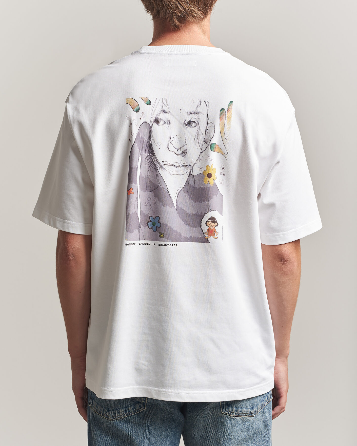 Heren | T-shirts | Samsøe Samsøe | Giles Printed Crew Neck T-Shirt White Flowers