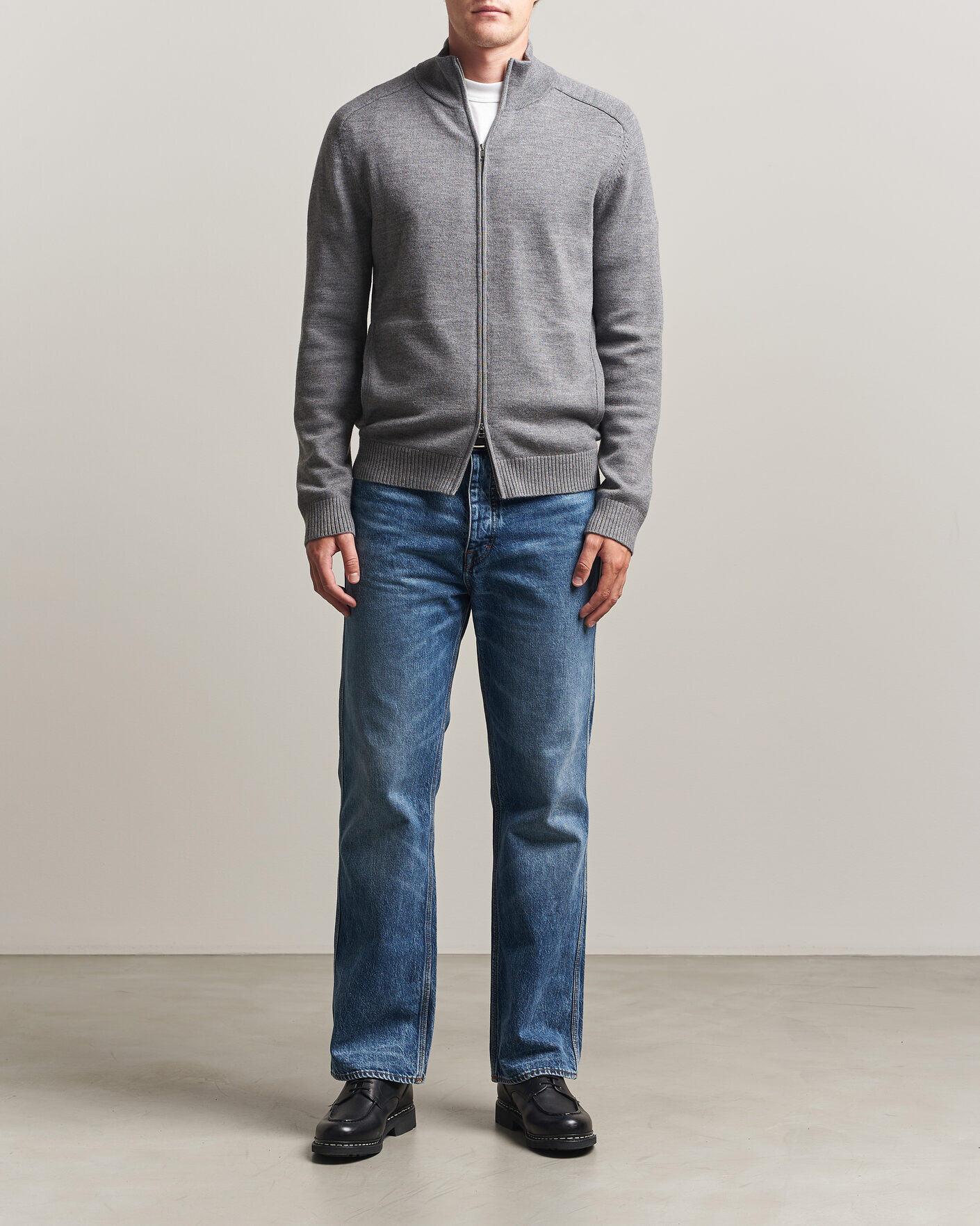 Heren | Truien | Tiger of Sweden | Cassian Wool Full Zip Concrete Melange