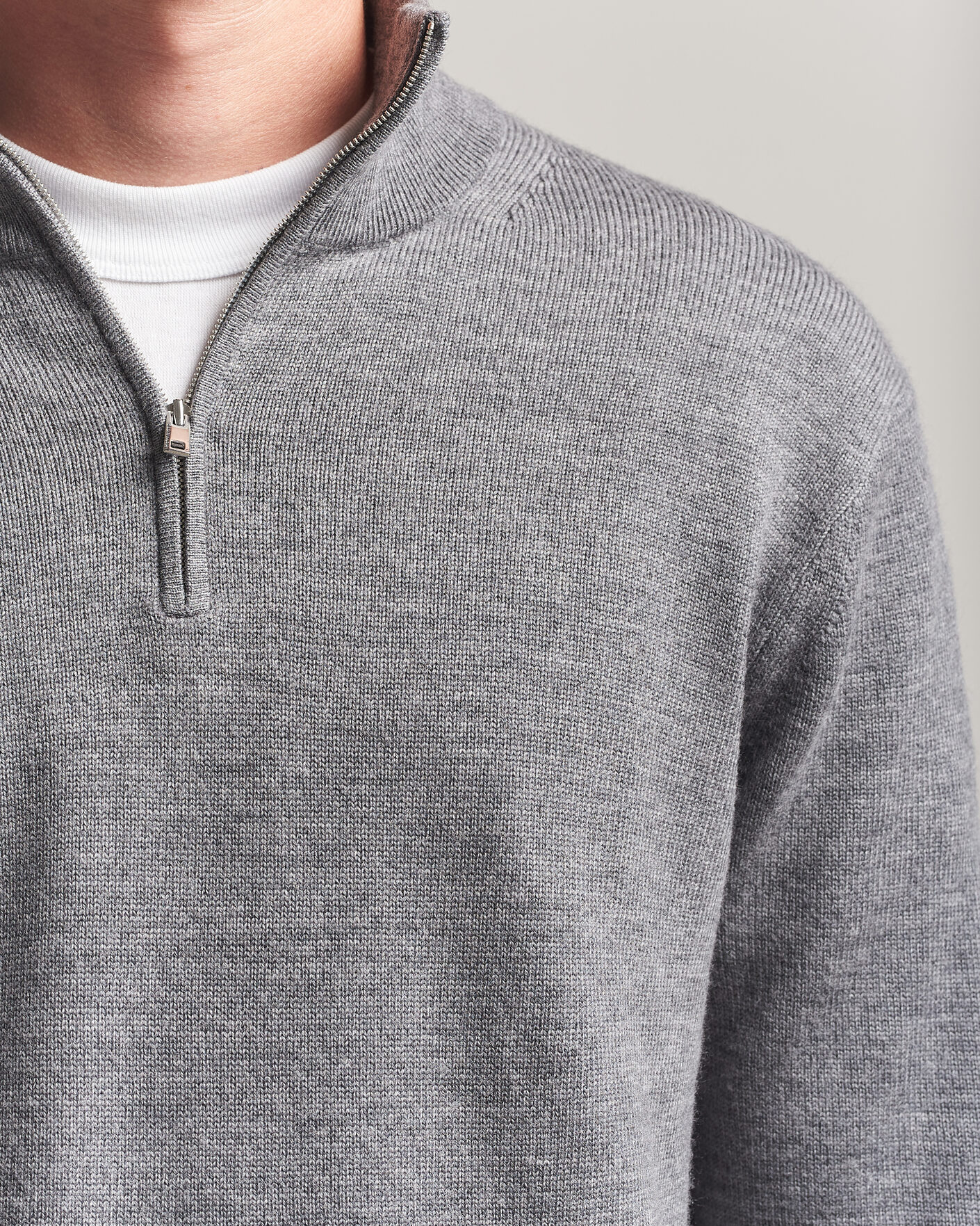 Heren | Truien | Tiger of Sweden | Travis Wool Half Zip Concrete Melange