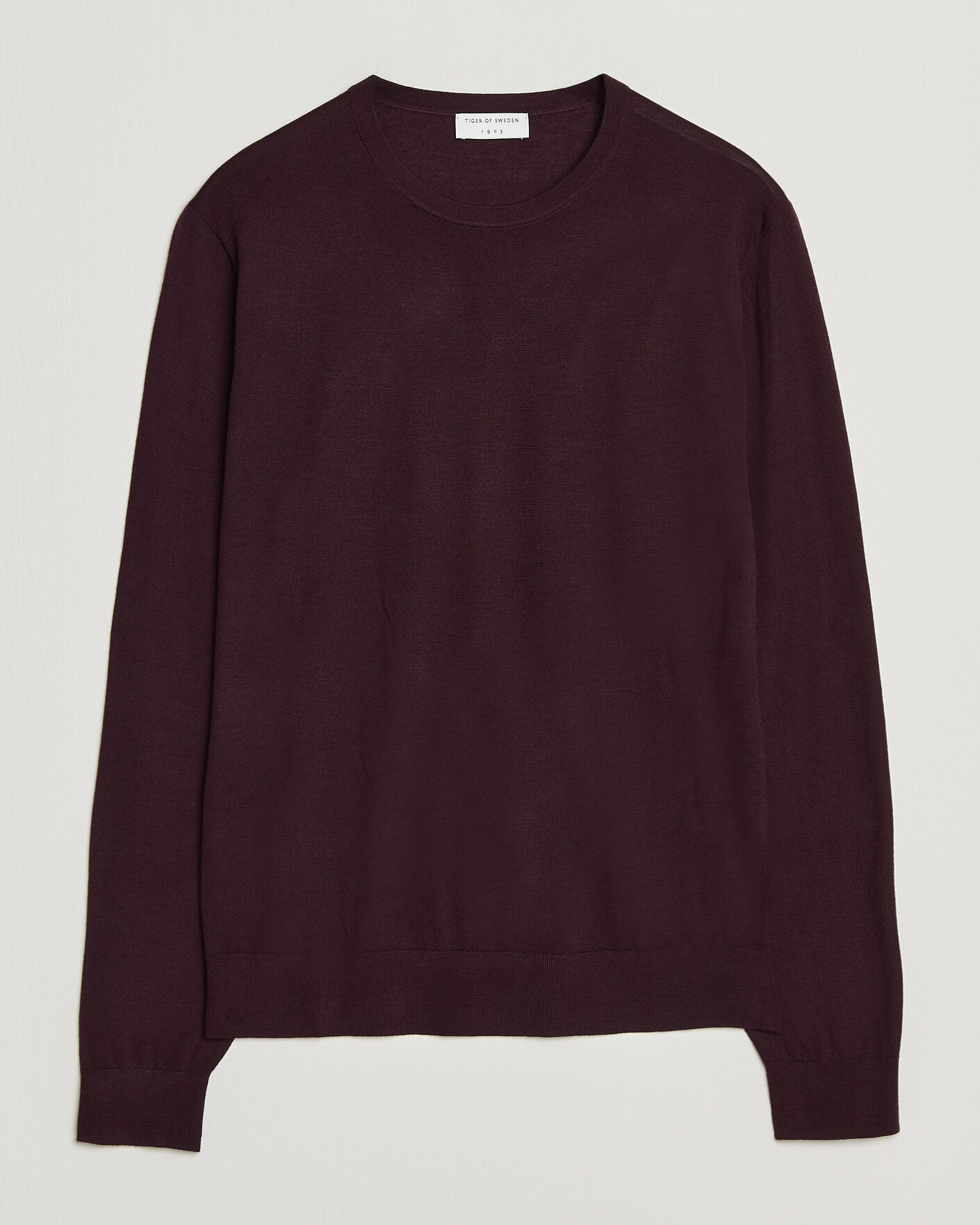 Heren | Truien | Tiger of Sweden | Connor Extra Fine Merino Crew Neck Pullover Aubergine