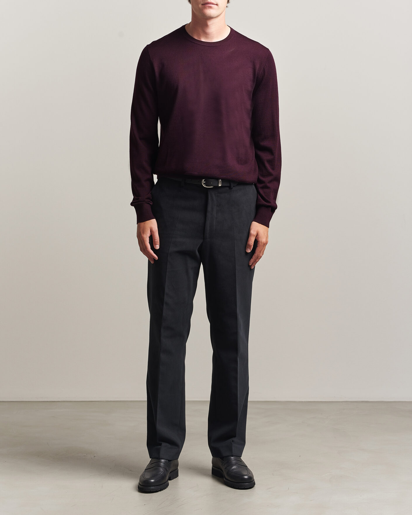 Heren | Truien | Tiger of Sweden | Connor Extra Fine Merino Crew Neck Pullover Aubergine