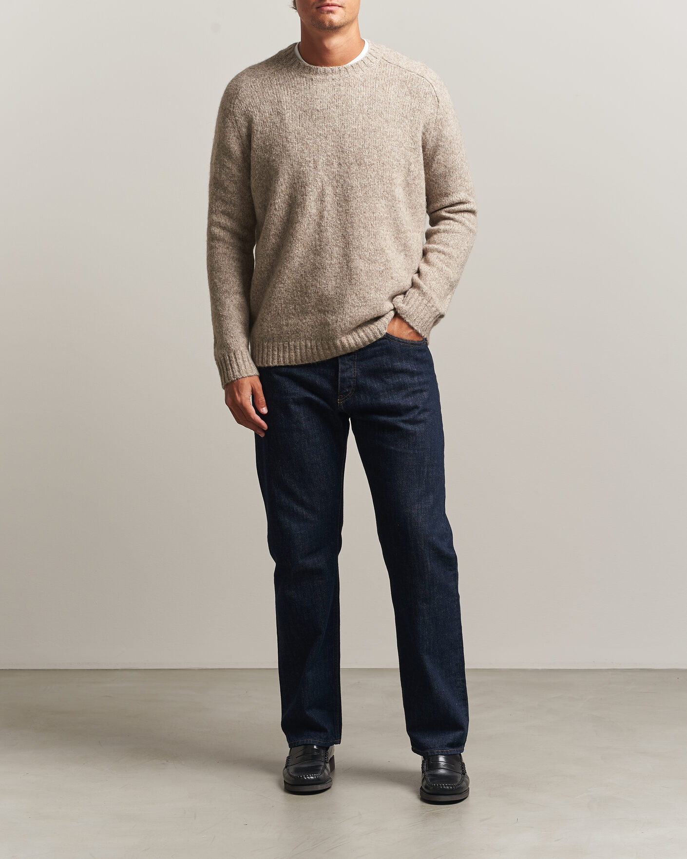 Heren | Truien | Tiger of Sweden | Adryan Yak/Alpaca Knitted Sweater Stone Melange