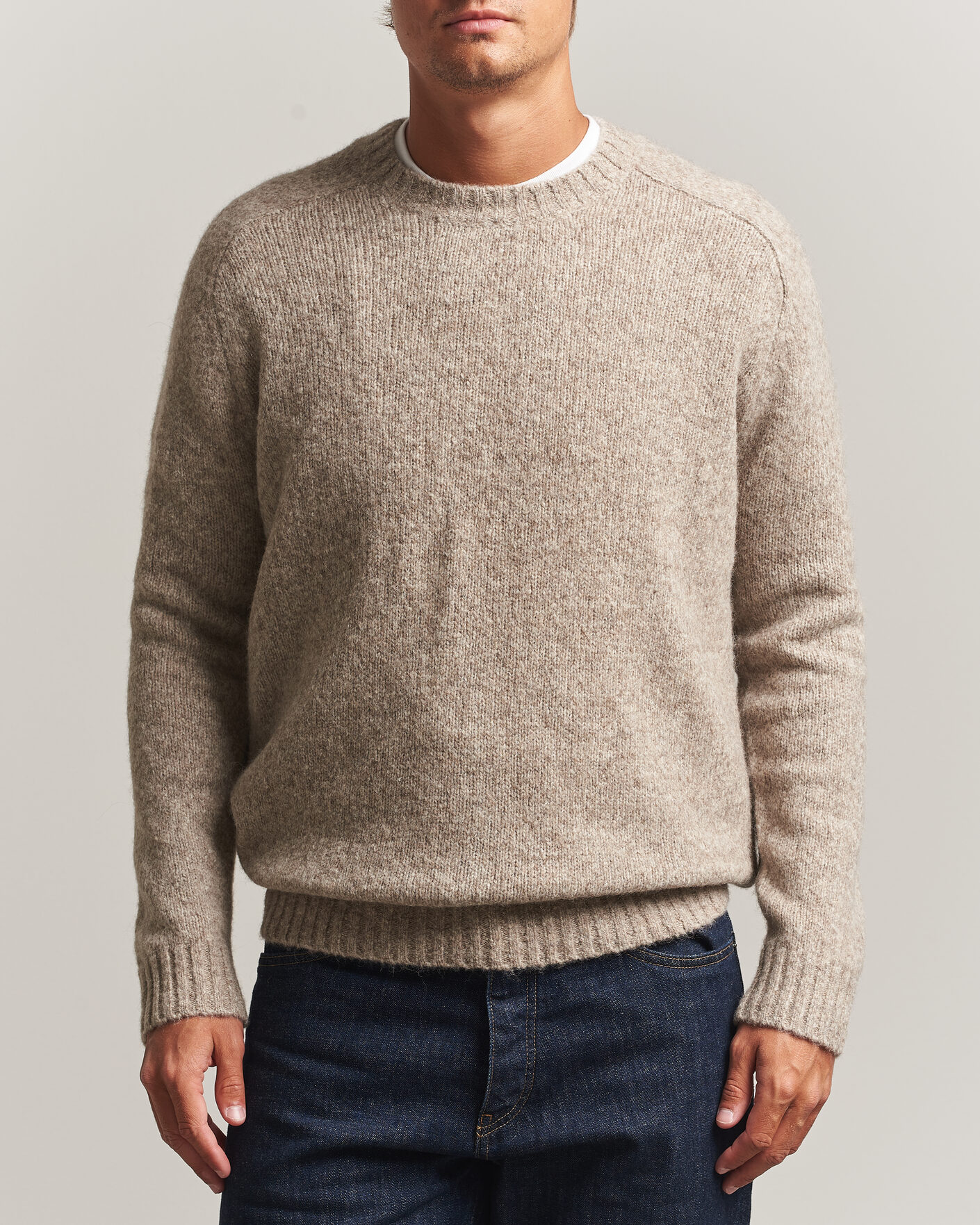 Heren | Truien | Tiger of Sweden | Adryan Yak/Alpaca Knitted Sweater Stone Melange