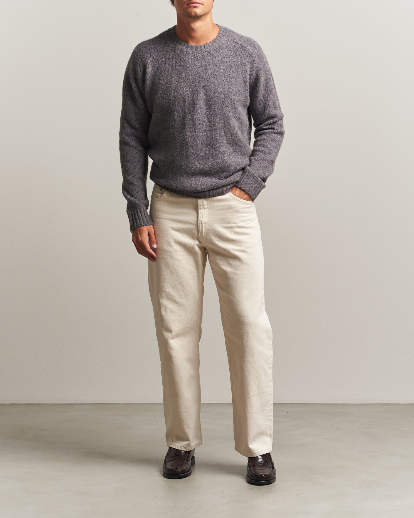 Heren | Truien | Tiger of Sweden | Adryan Yak/Alpaca Knitted Sweater Grey Melange