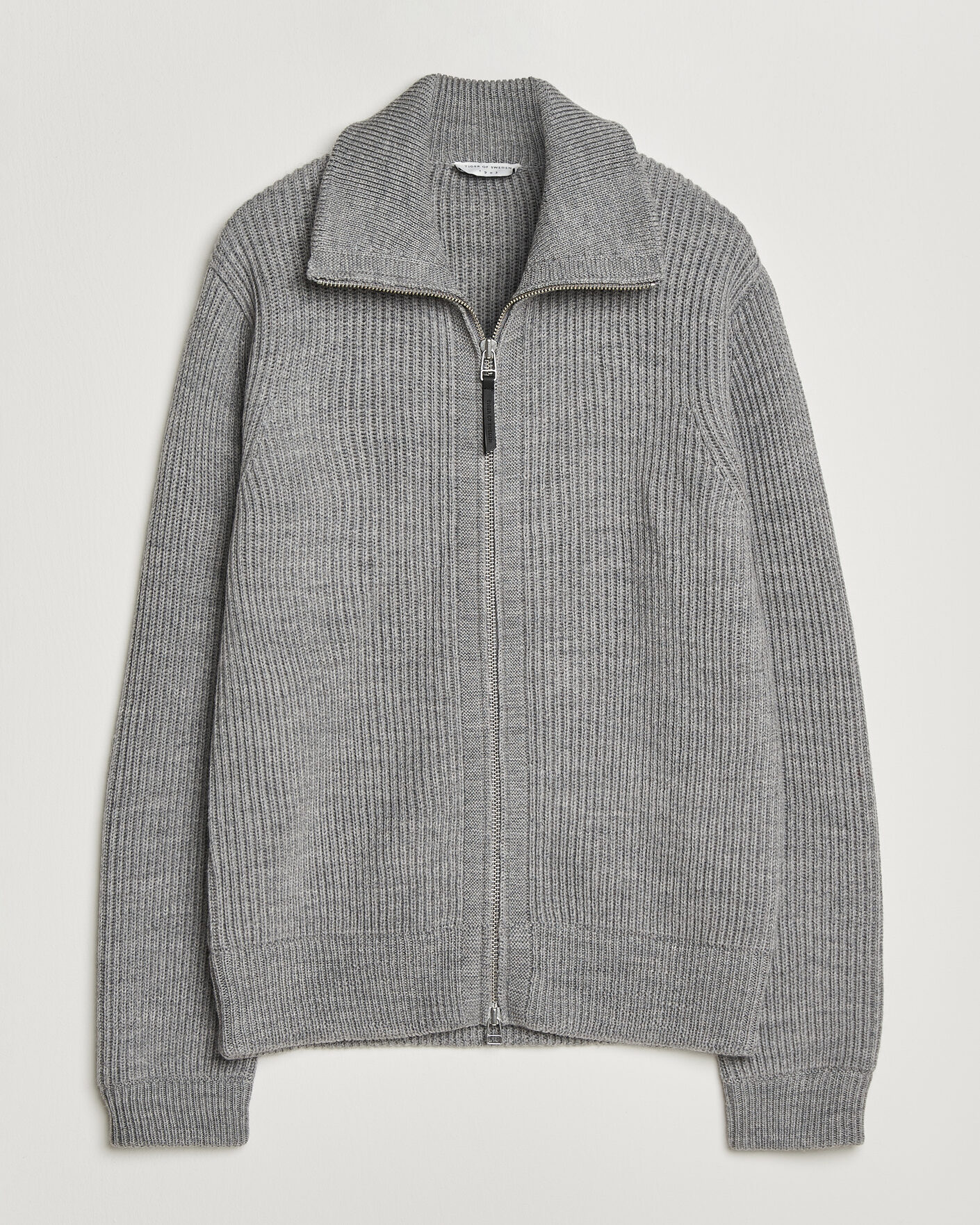 Heren | Truien | Tiger of Sweden | Niall Wool Heavy Knitted Full Zip Grey Melange