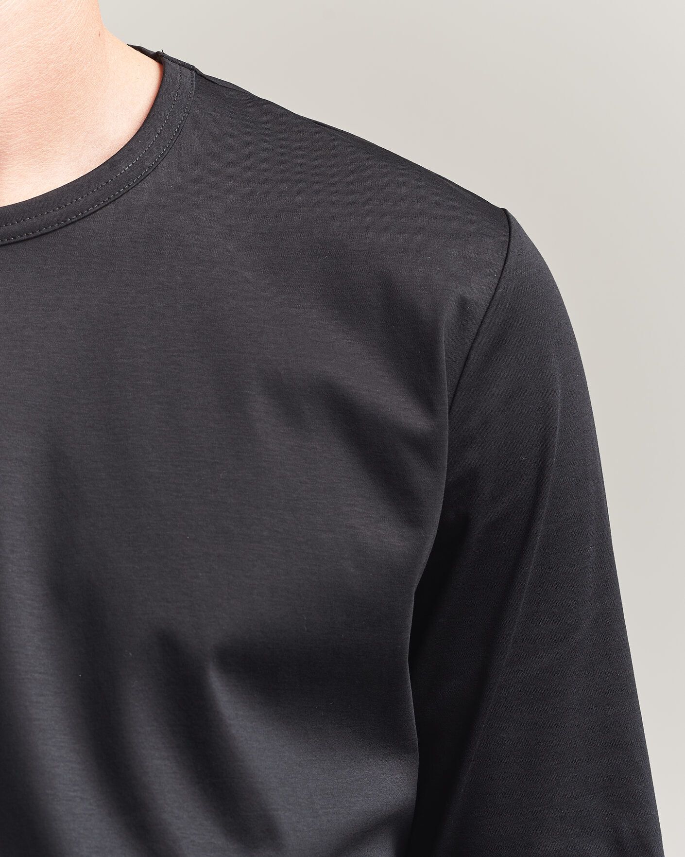Heren | T-shirts | Tiger of Sweden | Olaf Mercerized Cotton Long Sleeve T-Shirt Black