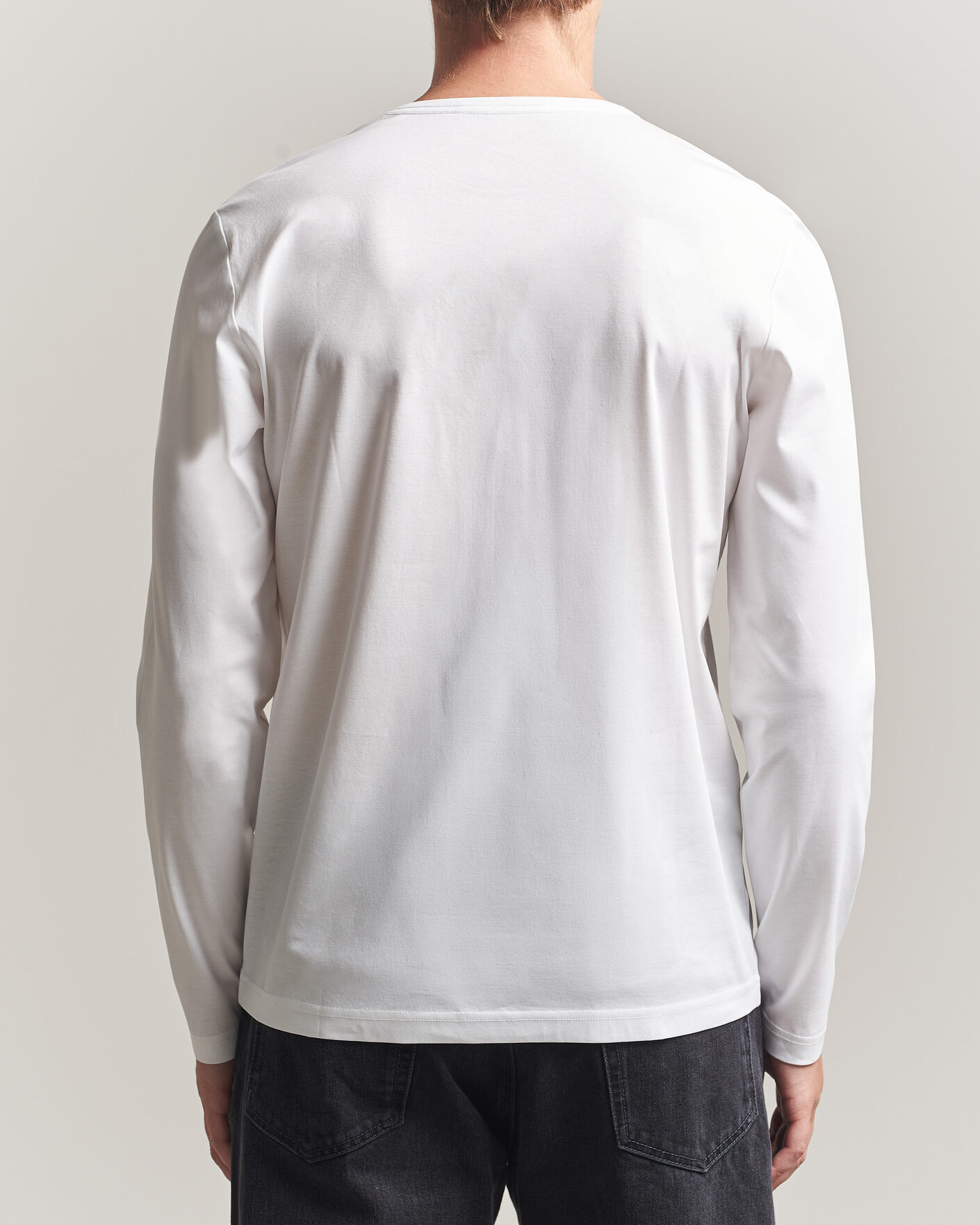 Heren | T-shirts | Tiger of Sweden | Olaf Mercerized Cotton Long Sleeve T-Shirt Pure White