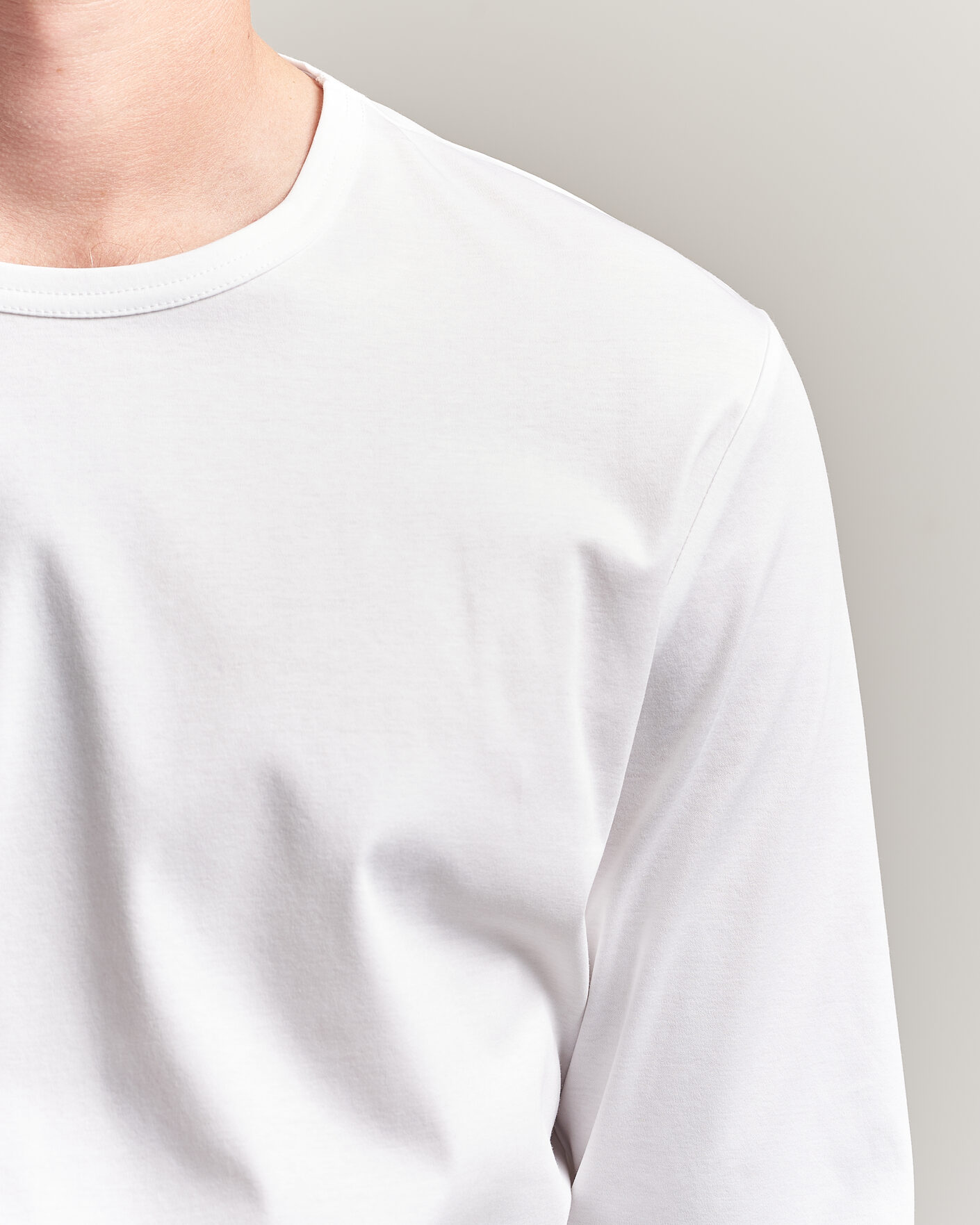 Heren | T-shirts | Tiger of Sweden | Olaf Mercerized Cotton Long Sleeve T-Shirt Pure White
