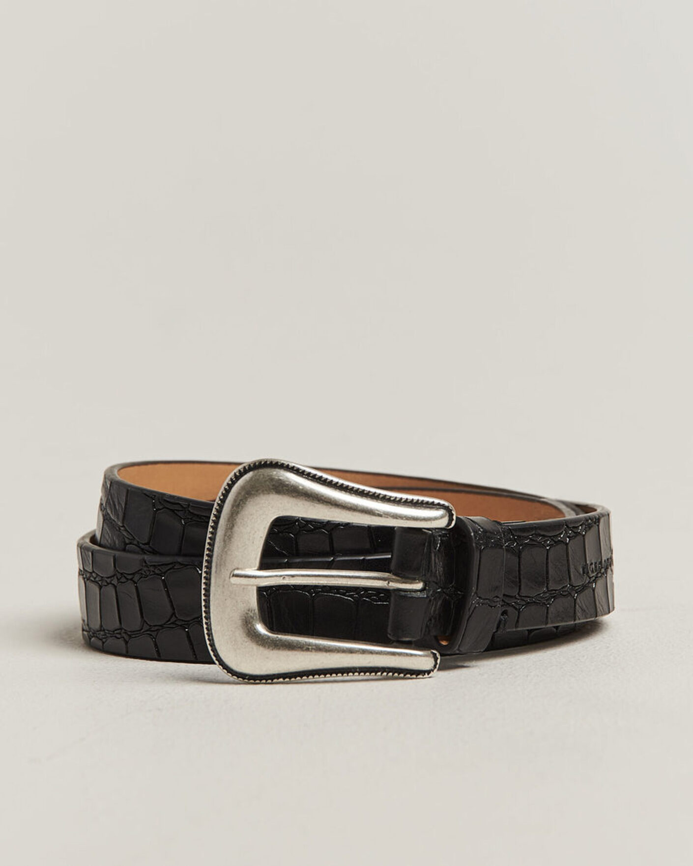 Heren | Riemen | Tiger of Sweden | Ecus Structured Leather Western Belt Black