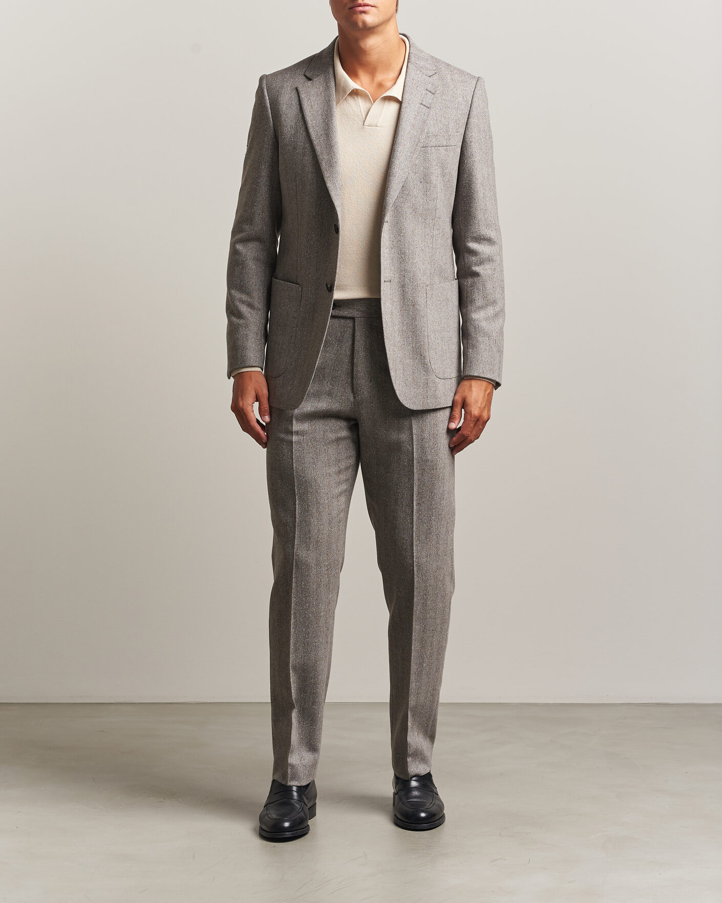 Heren | Broeken | Tiger of Sweden | Tense Wool Donegal Suit Trousers Dark Stone