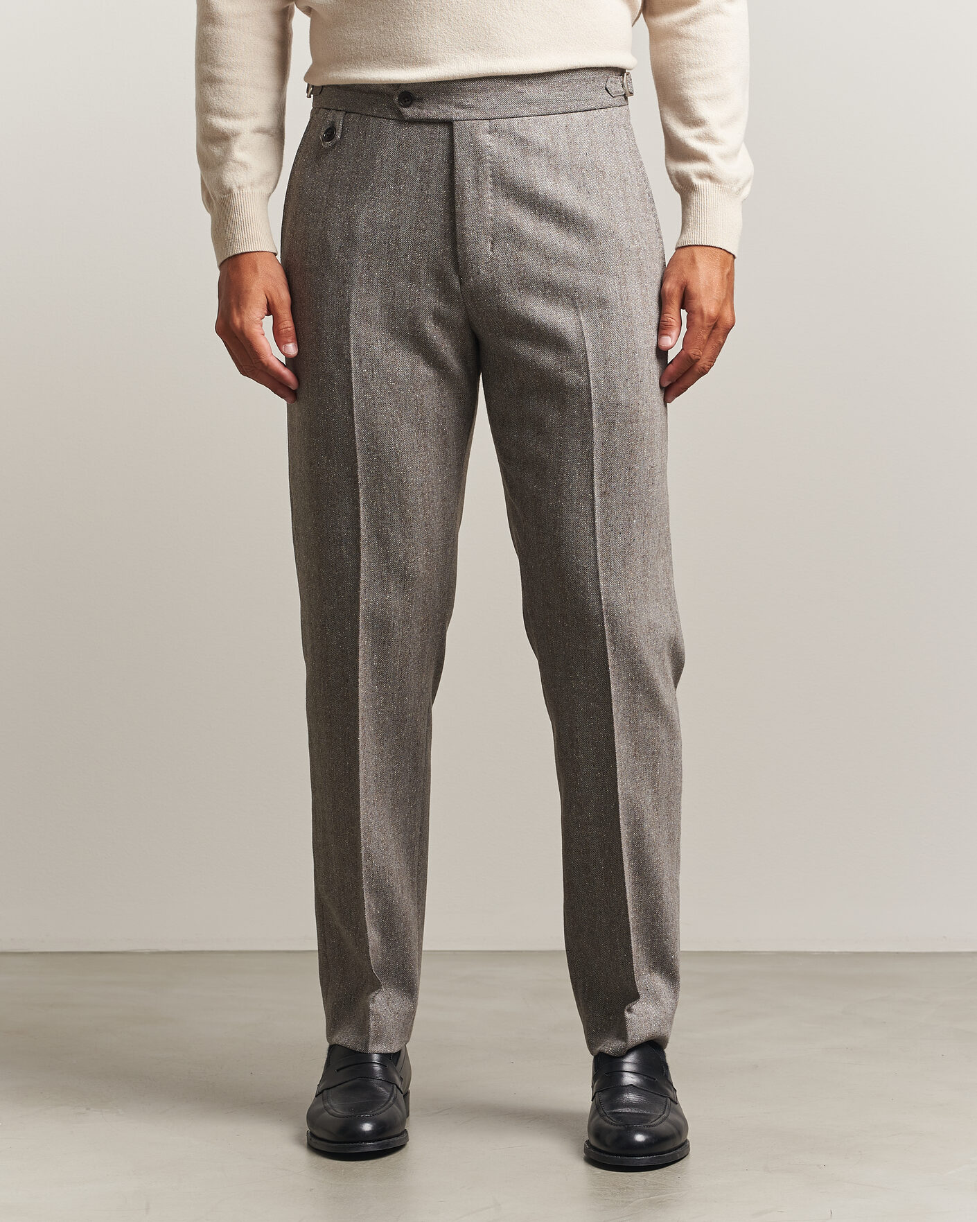 Heren | Broeken | Tiger of Sweden | Tense Wool Donegal Suit Trousers Dark Stone
