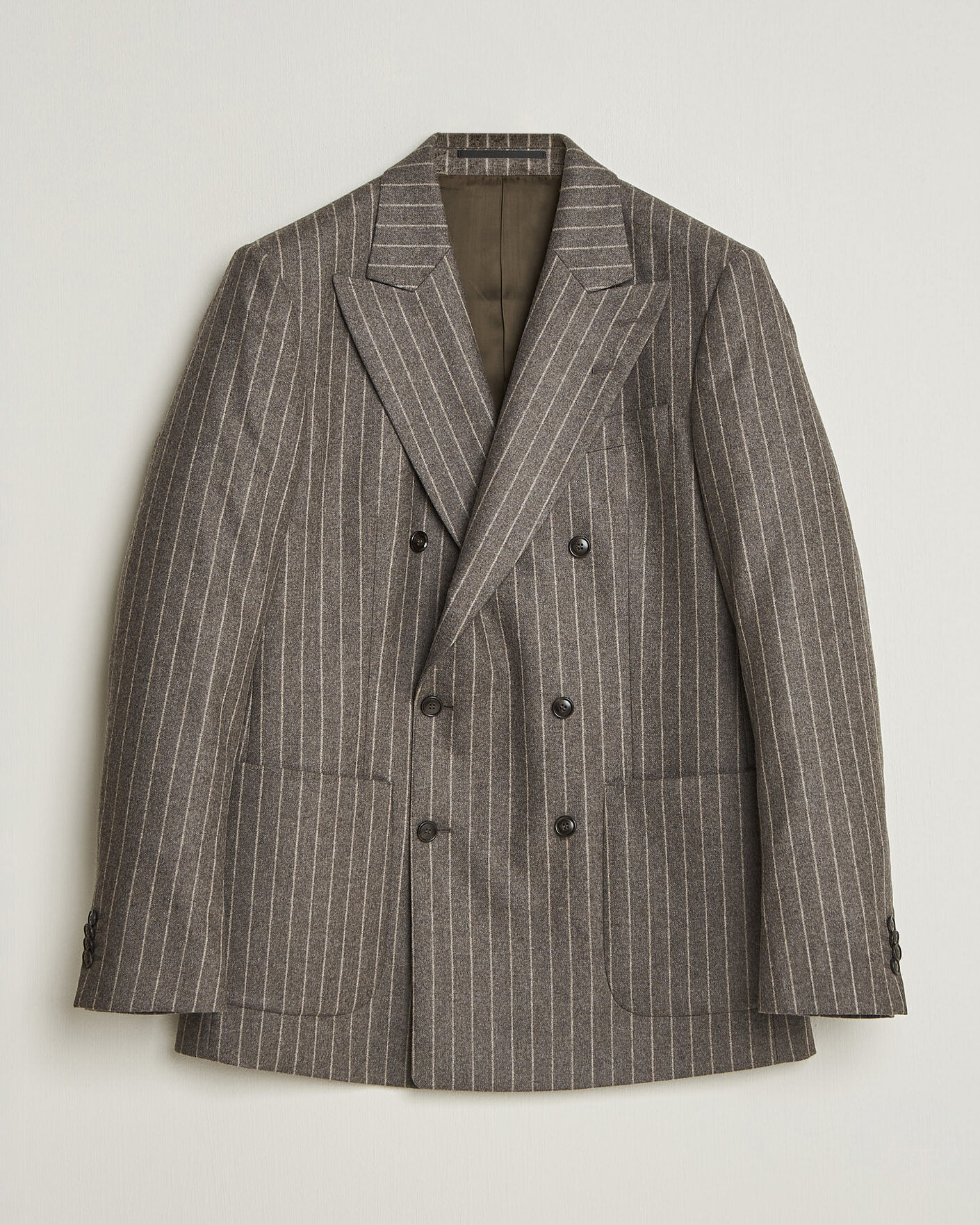 Homme | Blazers | Tiger of Sweden | Joachim Wool Double Breasted Pinstriped Blazer Grey Brown