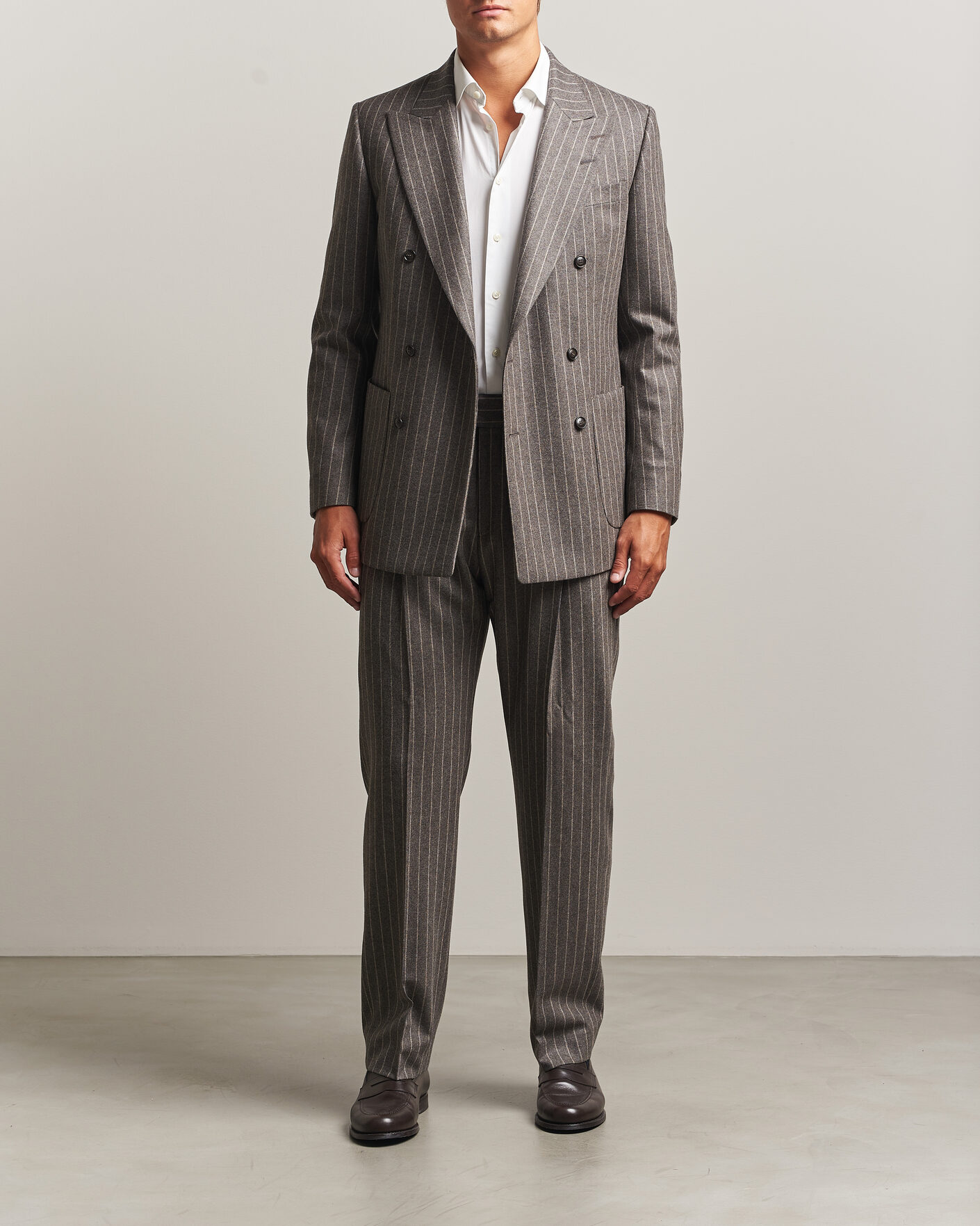 Homme | Blazers | Tiger of Sweden | Joachim Wool Double Breasted Pinstriped Blazer Grey Brown