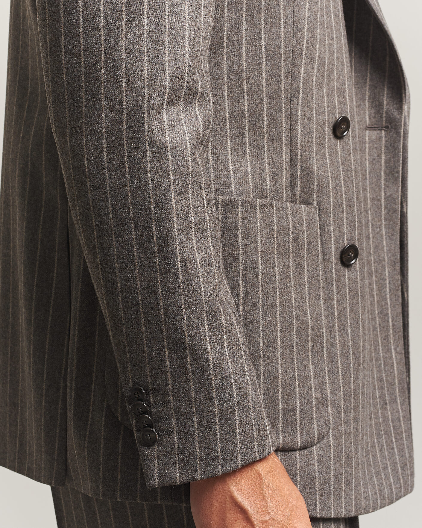 Homme | Blazers | Tiger of Sweden | Joachim Wool Double Breasted Pinstriped Blazer Grey Brown