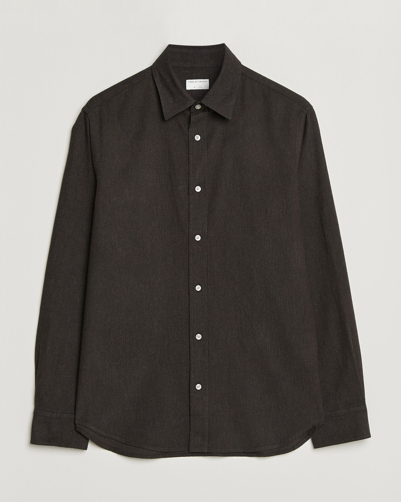 Heren | Overhemden | Tiger of Sweden | Bjorn Brushed Cotton Shirt Espresso
