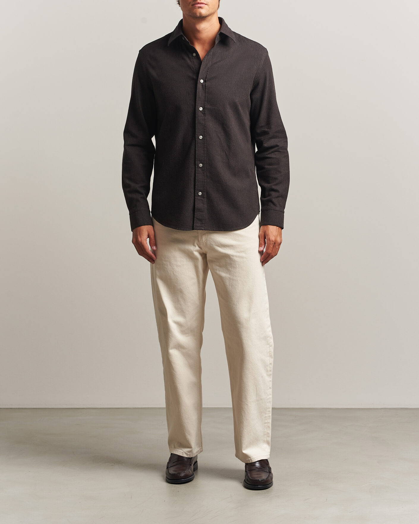 Heren | Overhemden | Tiger of Sweden | Bjorn Brushed Cotton Shirt Espresso