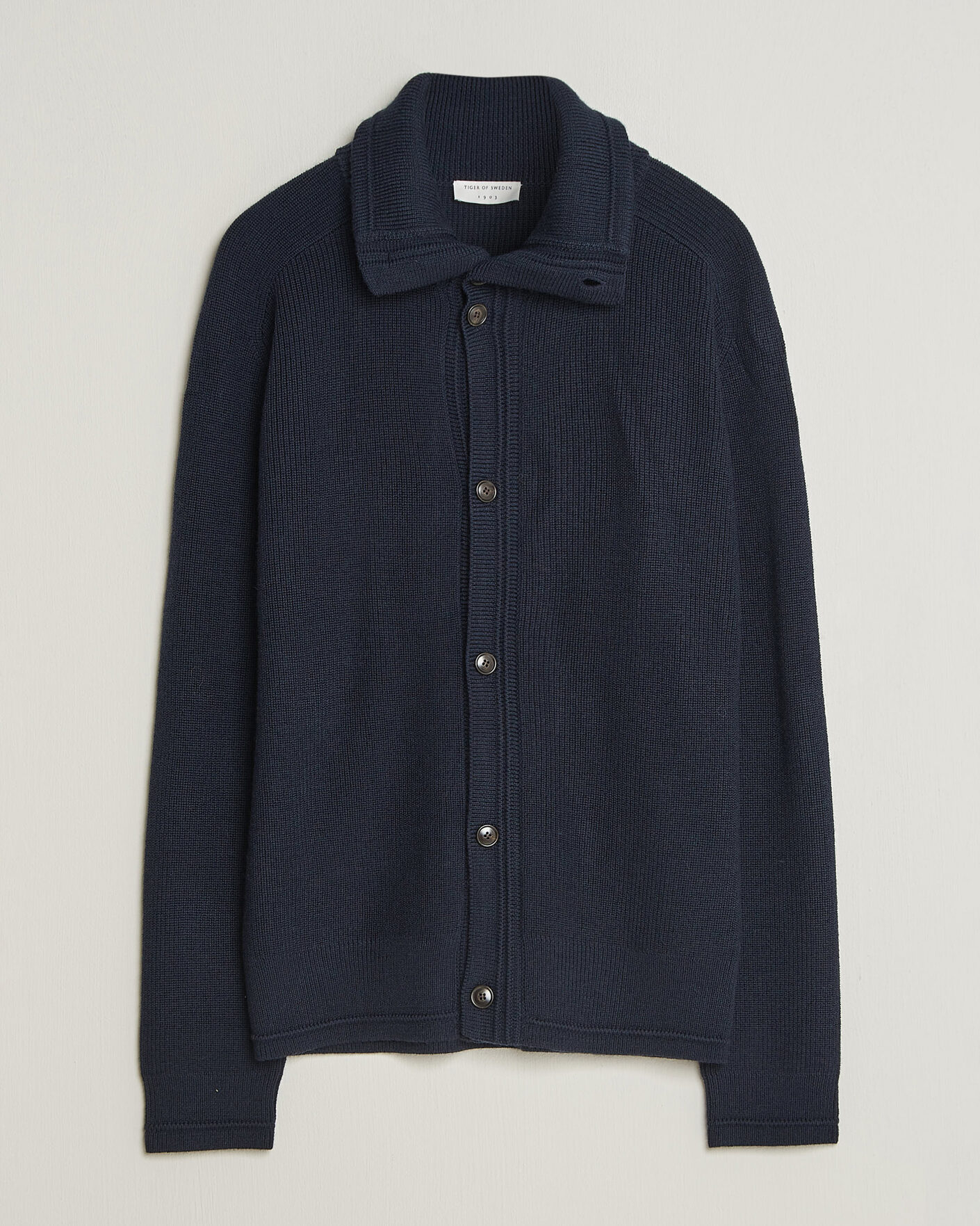 Homme | Pulls Et Tricots | Tiger of Sweden | Leander Wool Knitted Cardigan Night Grape
