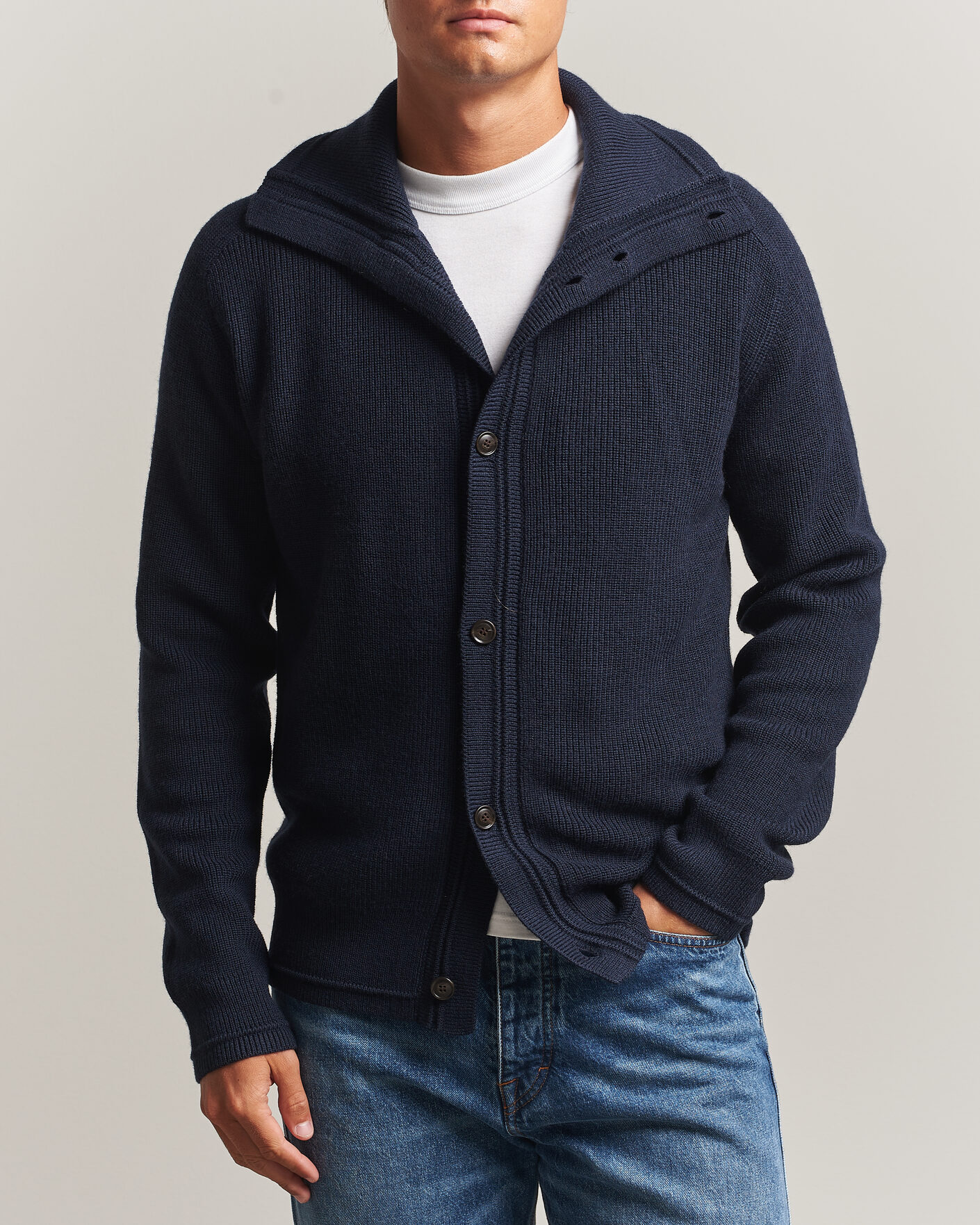 Homme | Pulls Et Tricots | Tiger of Sweden | Leander Wool Knitted Cardigan Night Grape