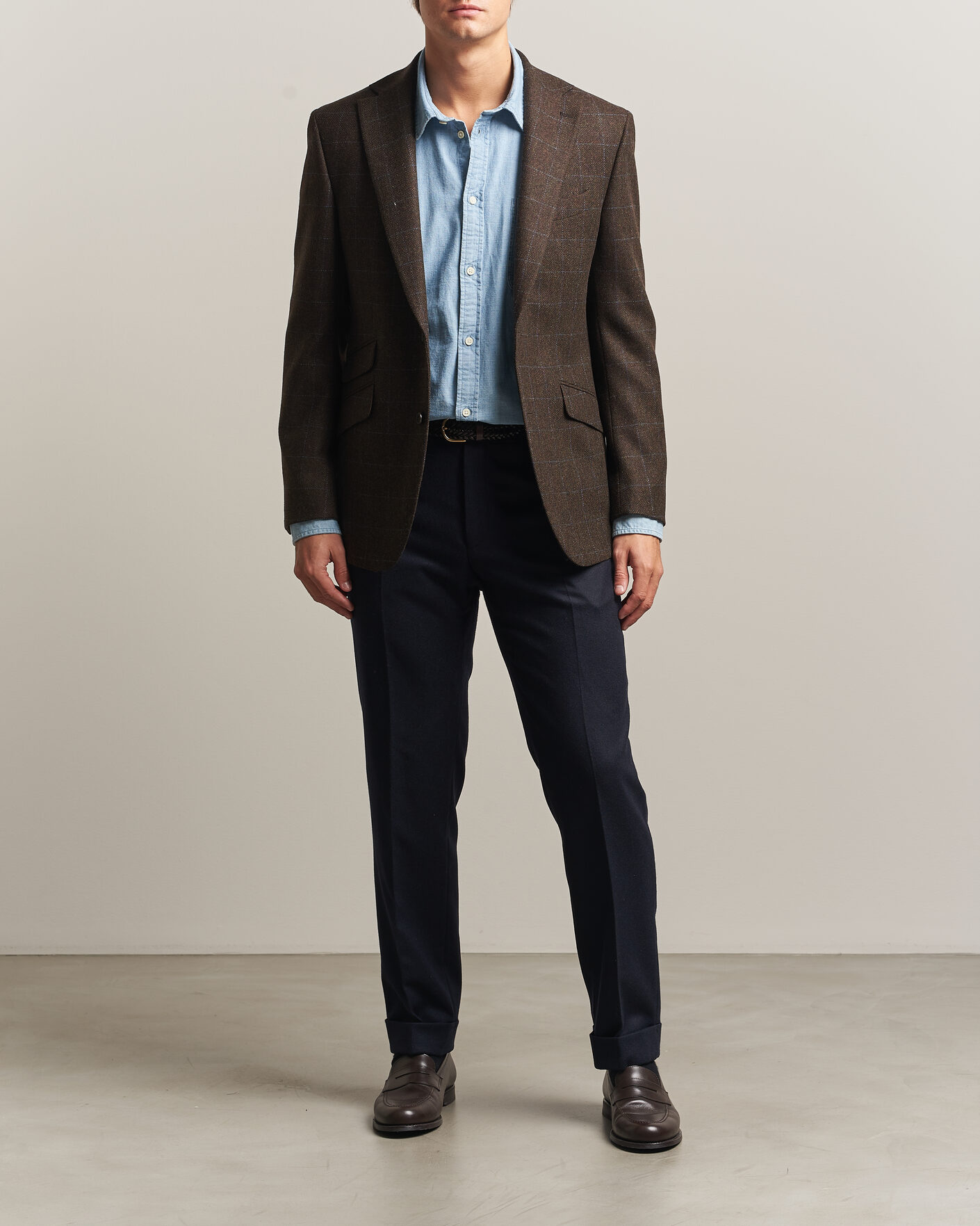 Heren | Blazers | Walker Slater | Edward Lambswool Windowpane Blazer Brown
