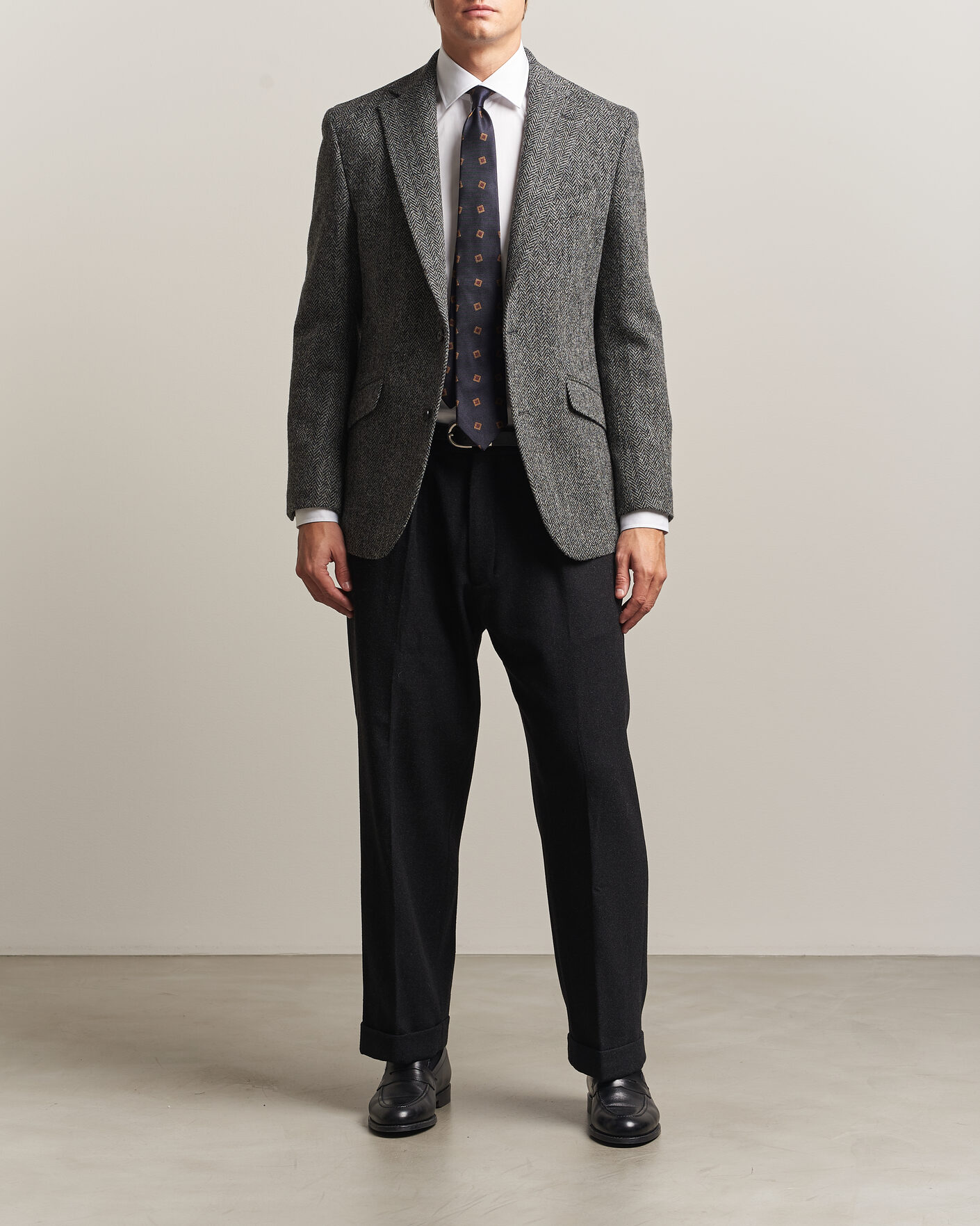 Homme | Blazers | Walker Slater | Edward Harris Tweed Herringbone Blazer Charcoal