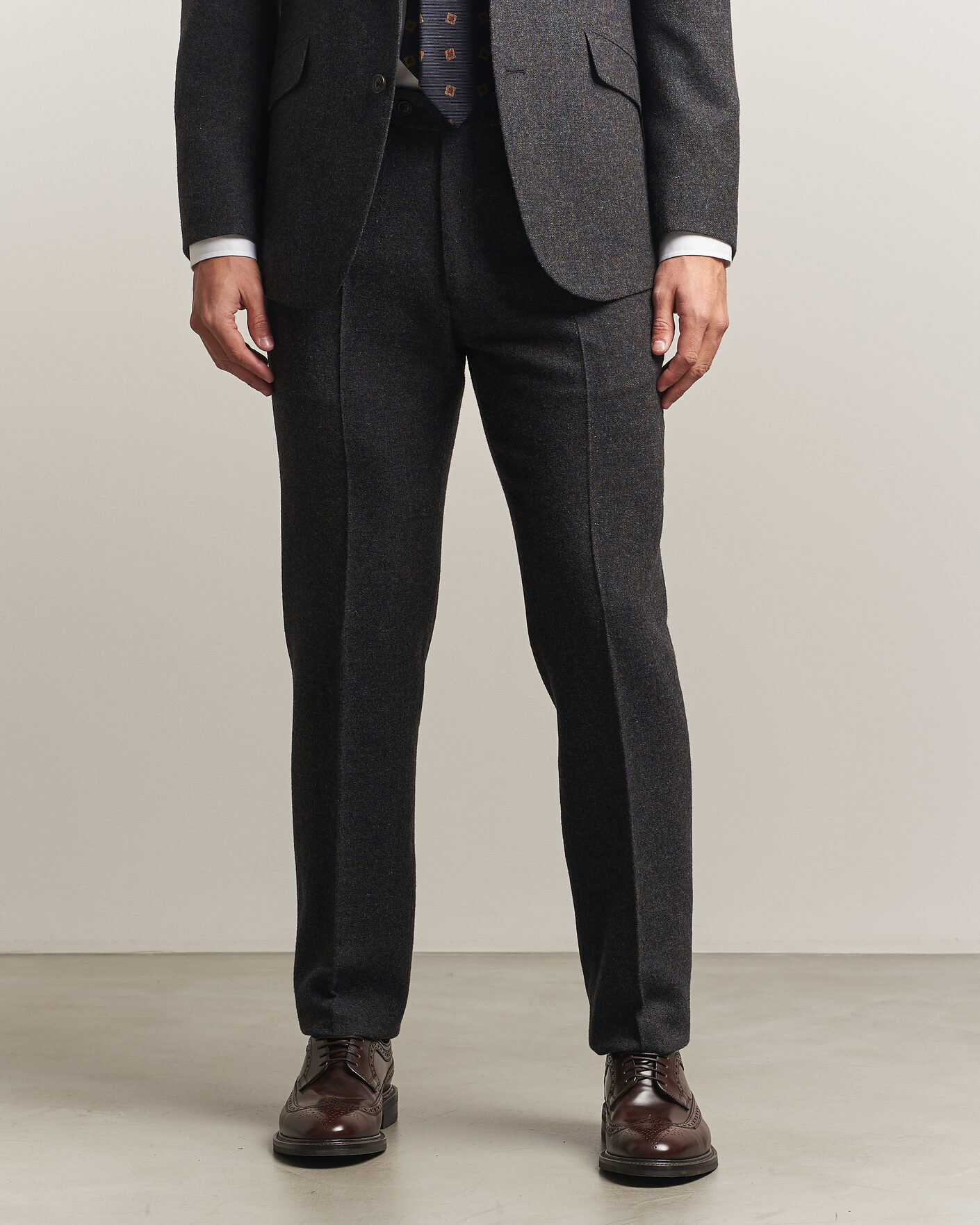 Heren | Broeken | Walker Slater | Edward Shetland Wool Donegal Trousers Navy