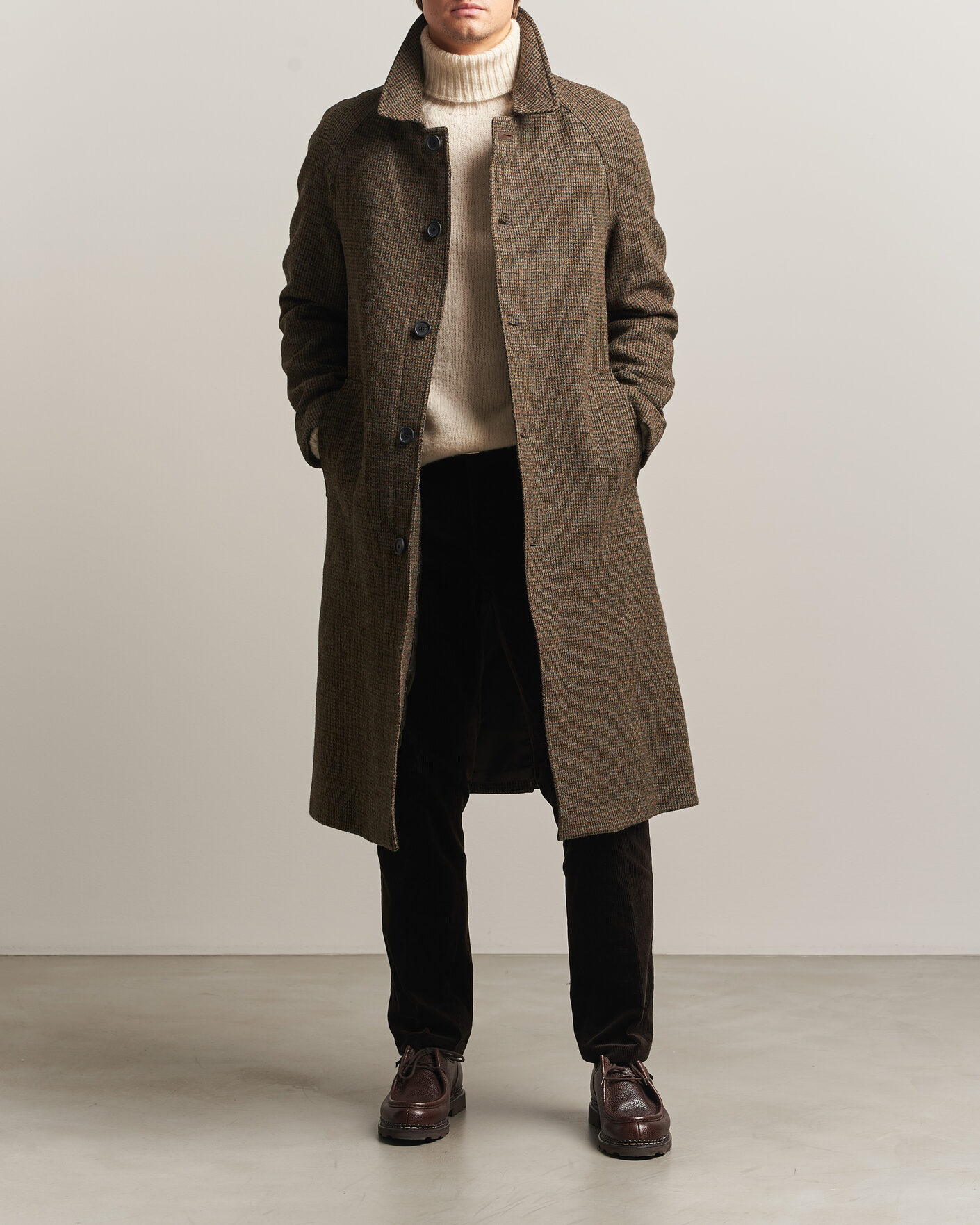 Homme | Manteaux Et Vestes | Walker Slater | Sherlock Harris Tweed Microcheck Coat Amber Brown
