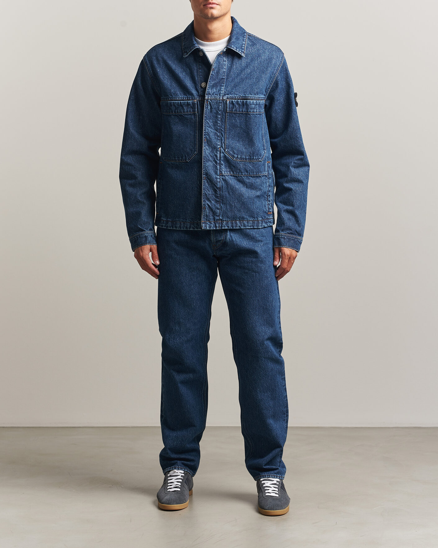 Homme | Jeans | Stone Island | Regular Straight Fit Indigo Jeans Blue Medium Wash