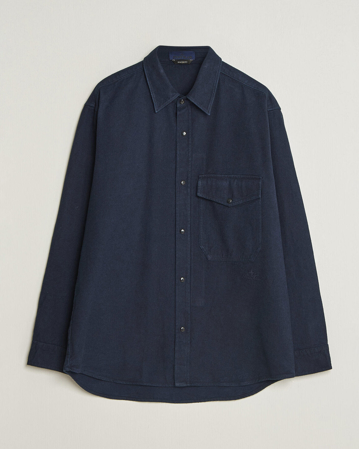 Heren | Overhemden | Stone Island | Organic Cotton Flannel Denim Shirt Indigo