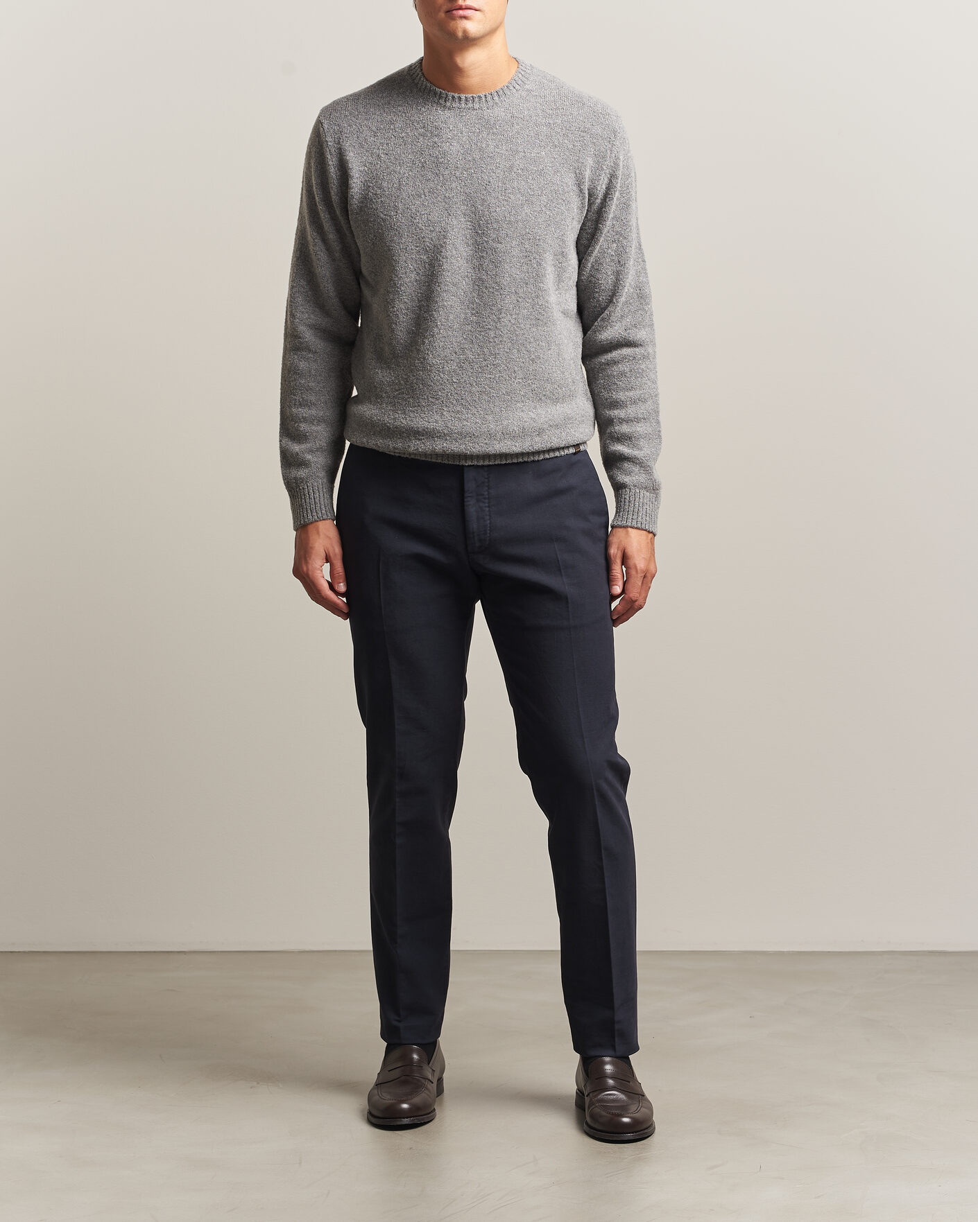 Homme | Pulls Et Tricots | Zanone | Wool Boucle Crew Neck Grey Melange
