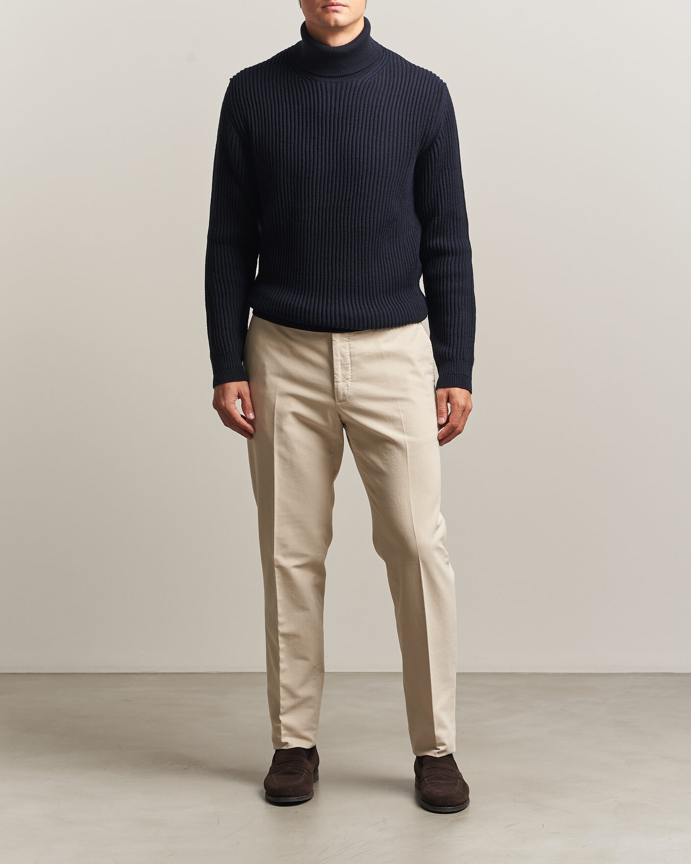 Homme | Pulls Et Tricots | Zanone | Fishermans Rib Rollneck Navy
