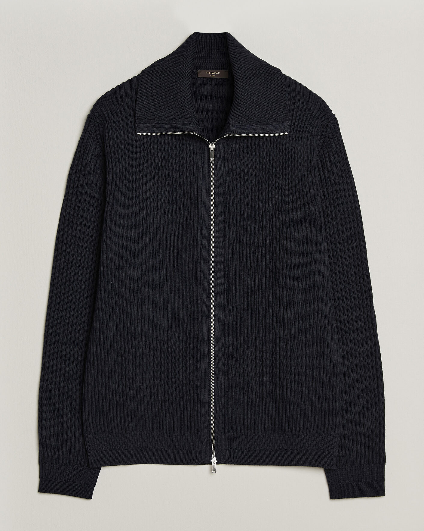 Heren | Truien | Zanone | Fishermans Rib Full Zip Cardigan Navy