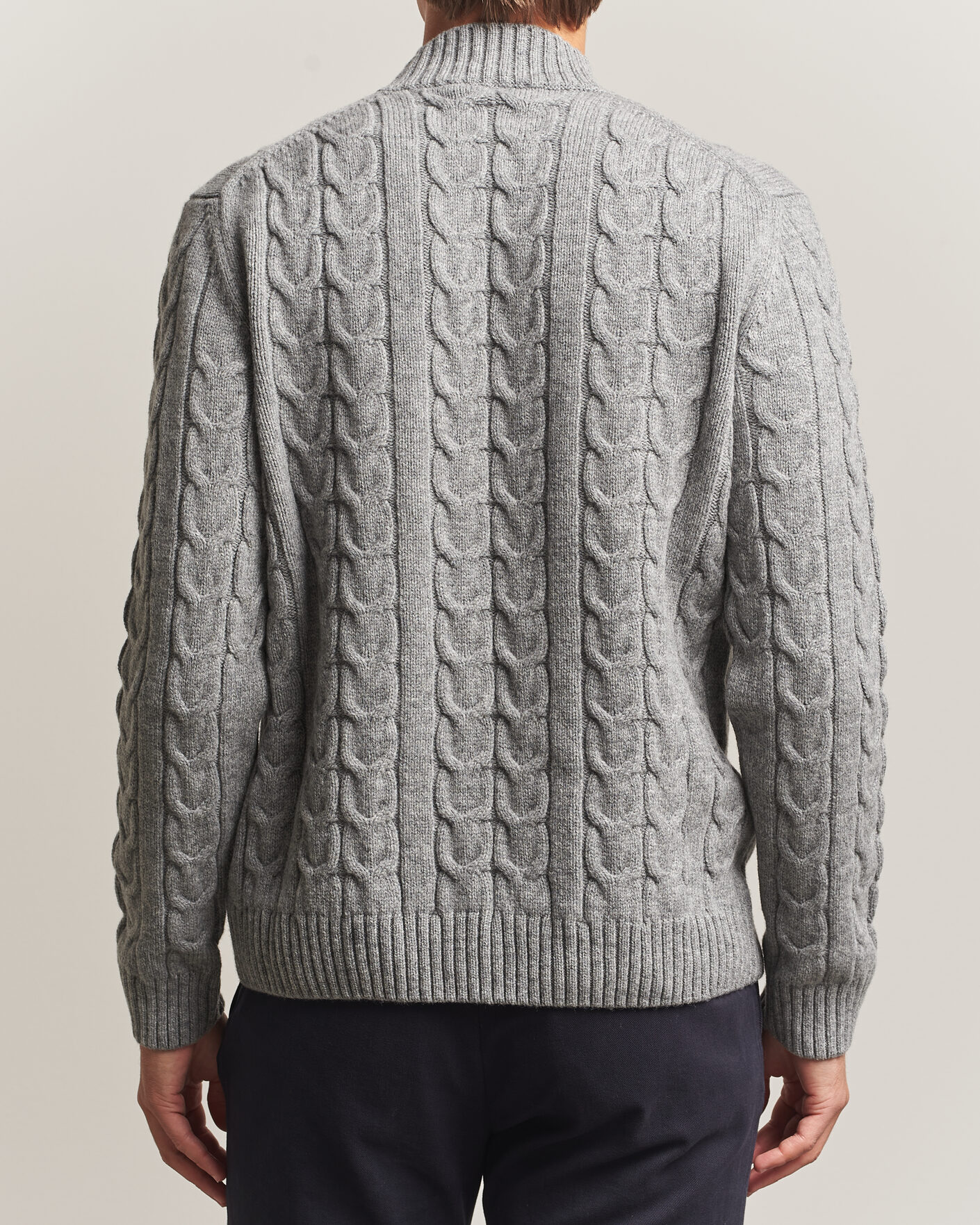 Homme | Pulls Et Tricots | Zanone | Double Cable Crew Neck Grey Melange