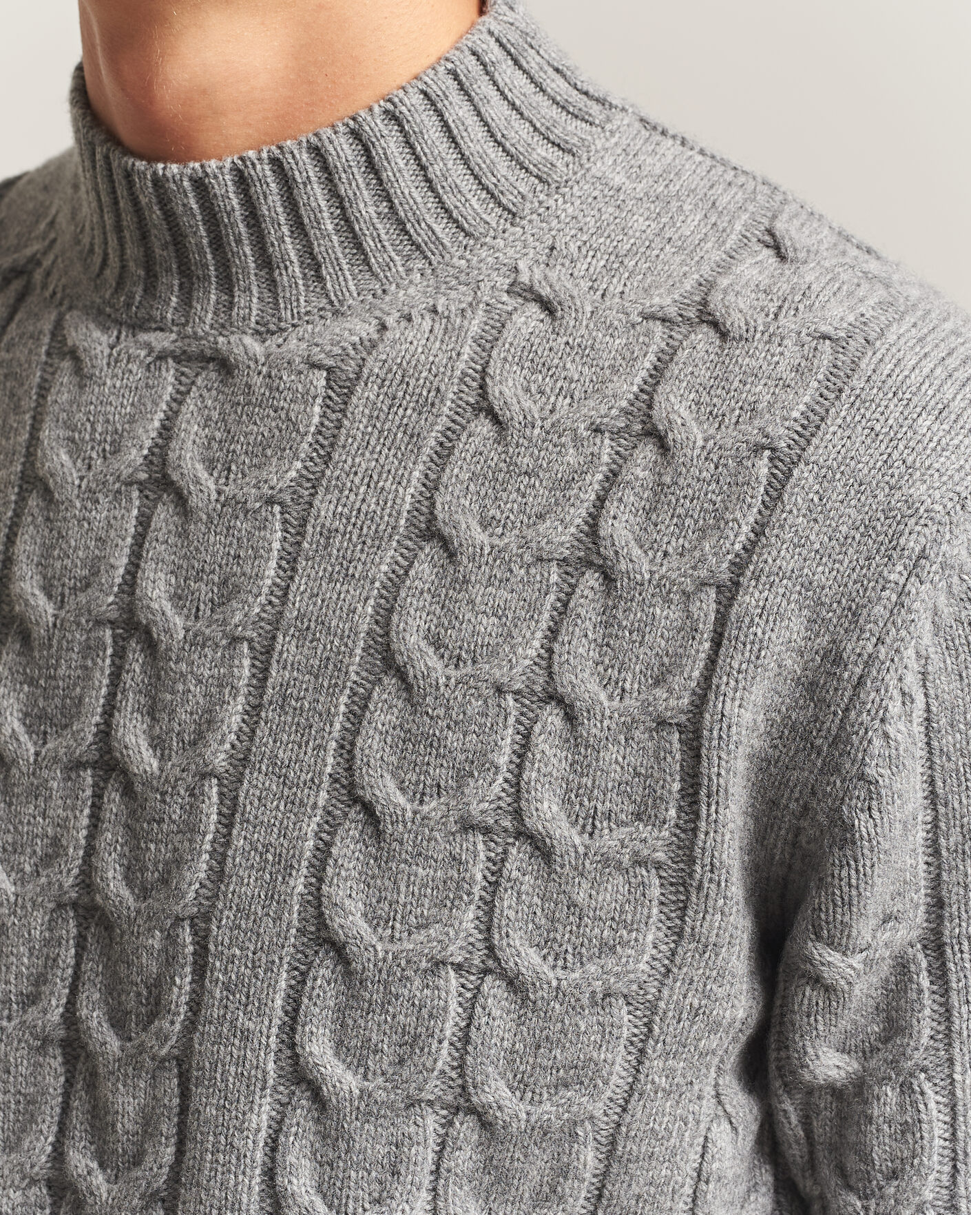 Homme | Pulls Et Tricots | Zanone | Double Cable Crew Neck Grey Melange