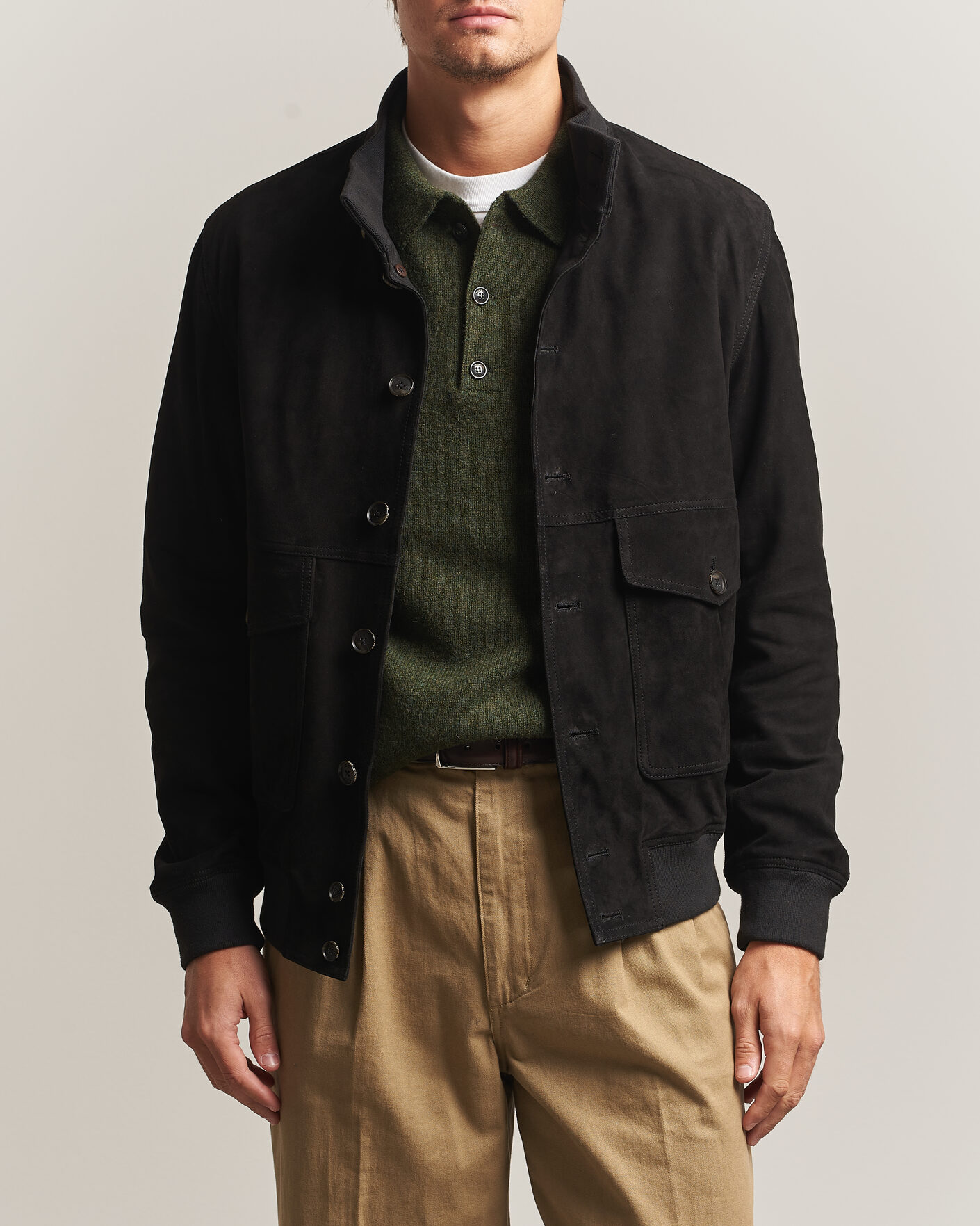 Homme | Manteaux Et Vestes | Baracuta | Suede Blouson Jacket Black