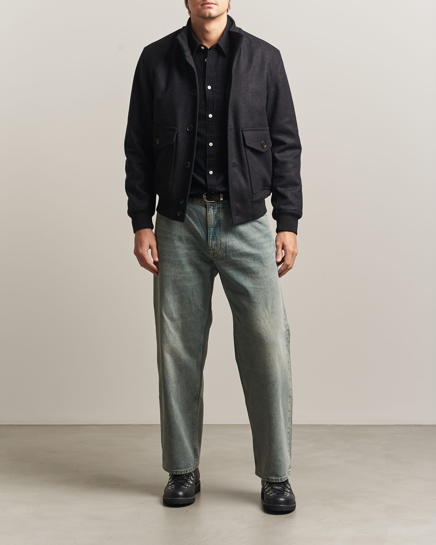 Heren | Jassen | Baracuta | Melton Wool Blouson Jacket Charcoal