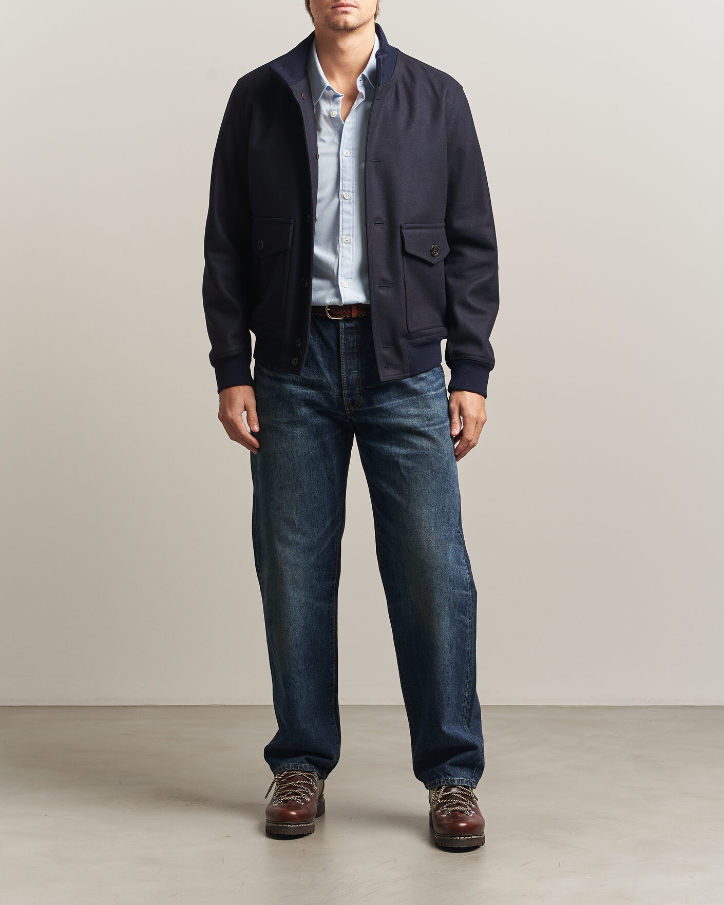 Heren | Jassen | Baracuta | Melton Wool Blouson Jacket Deep Blue