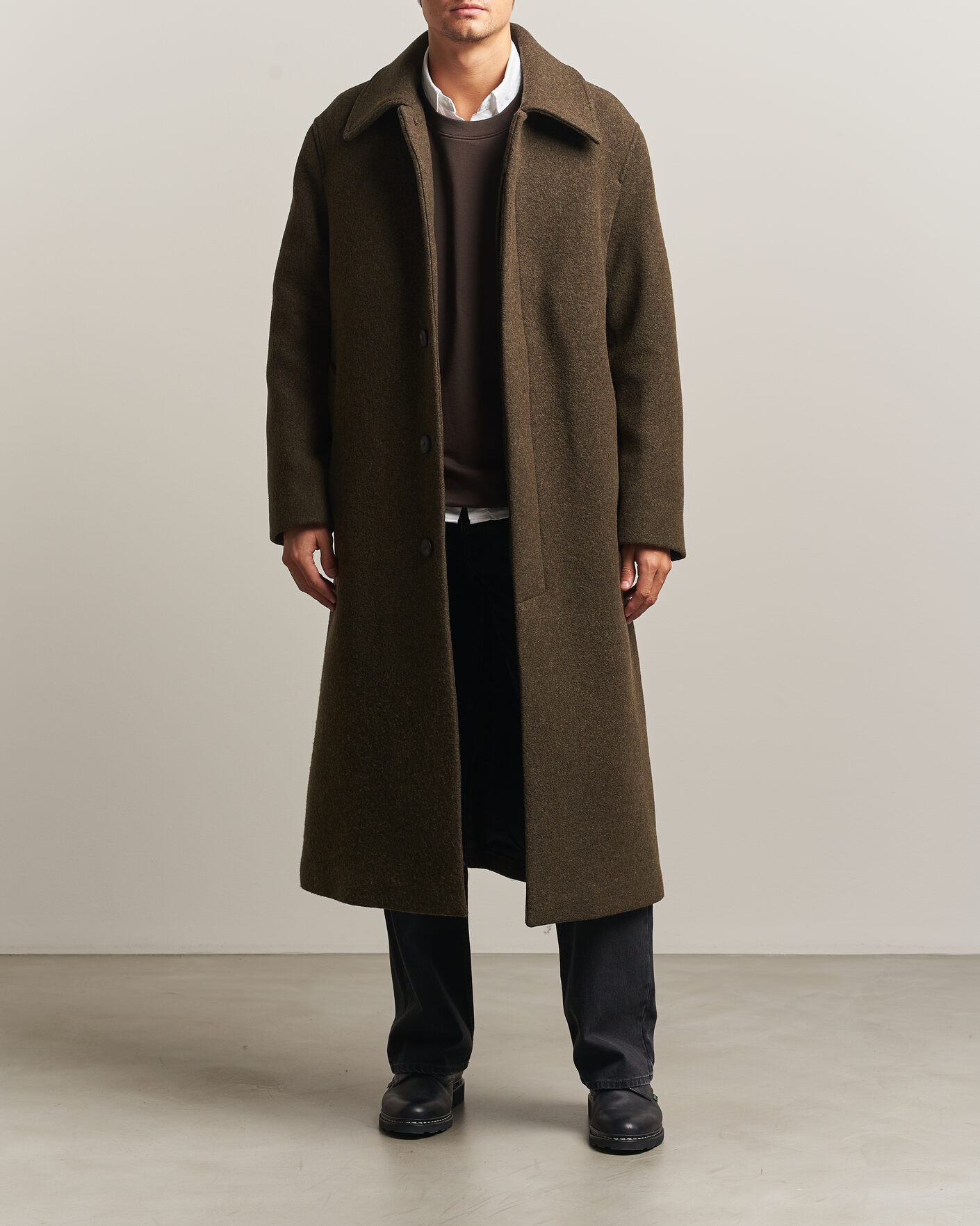 Heren | Jassen | Sunflower | Wool Blend Winter Coat Green Moss