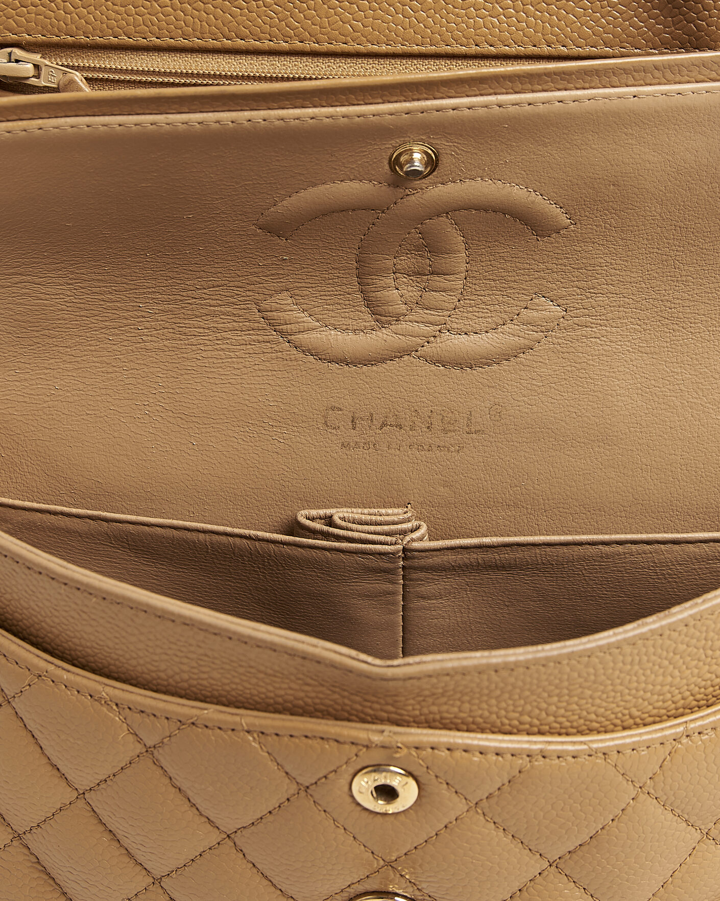 Heren | Pre-Owned & Vintage Bags | Chanel Pre-Owned | Classic Small Double Flap Bag Caviar Leather Beige