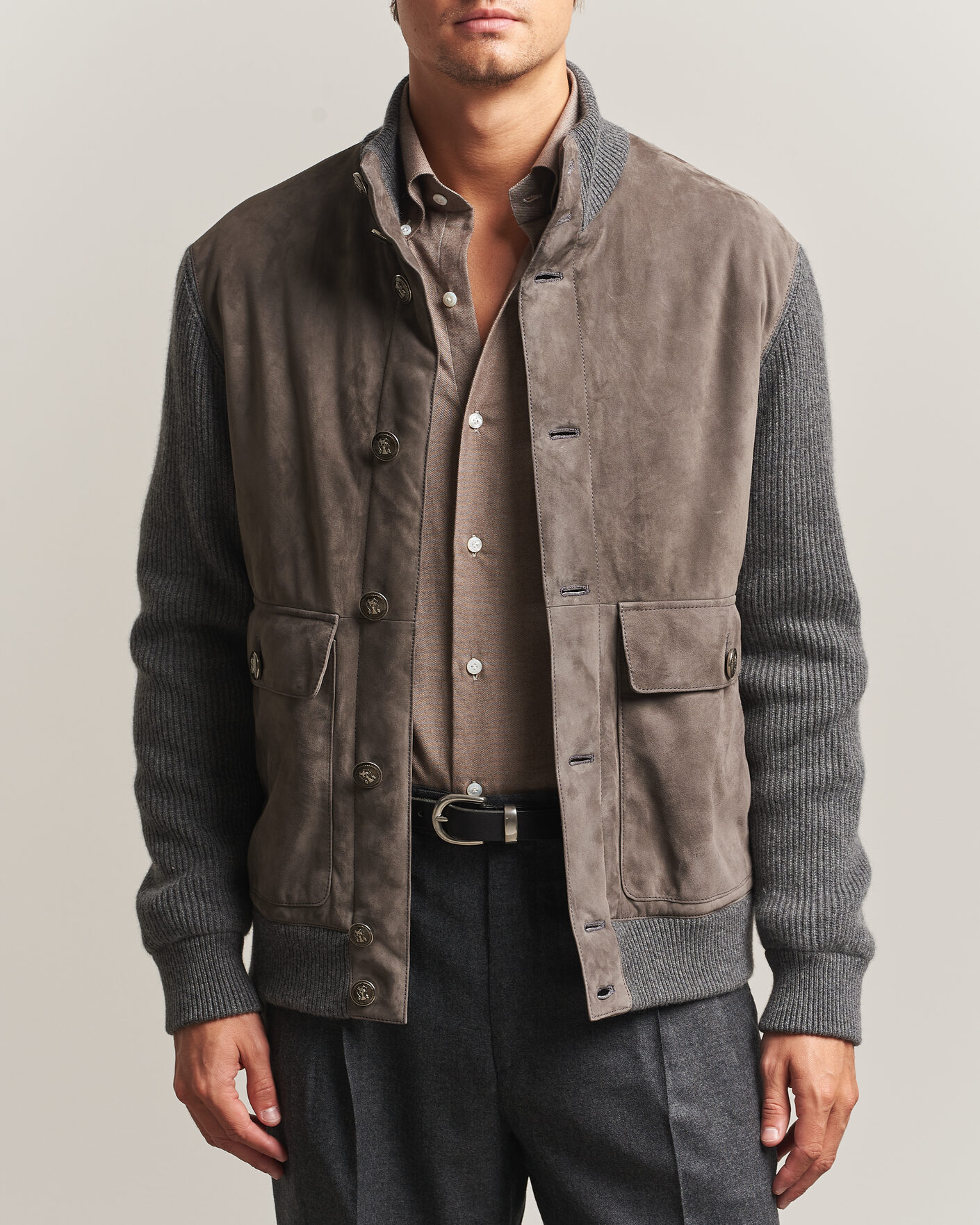 Heren | Jassen | Brunello Cucinelli | Cashmere/Suede Down Jacket Grey Melange