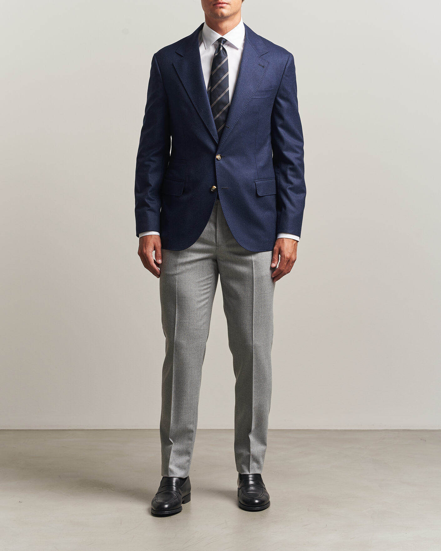 Homme | Pantalons | Brunello Cucinelli | Slim Fit Flannel Trousers Light Grey