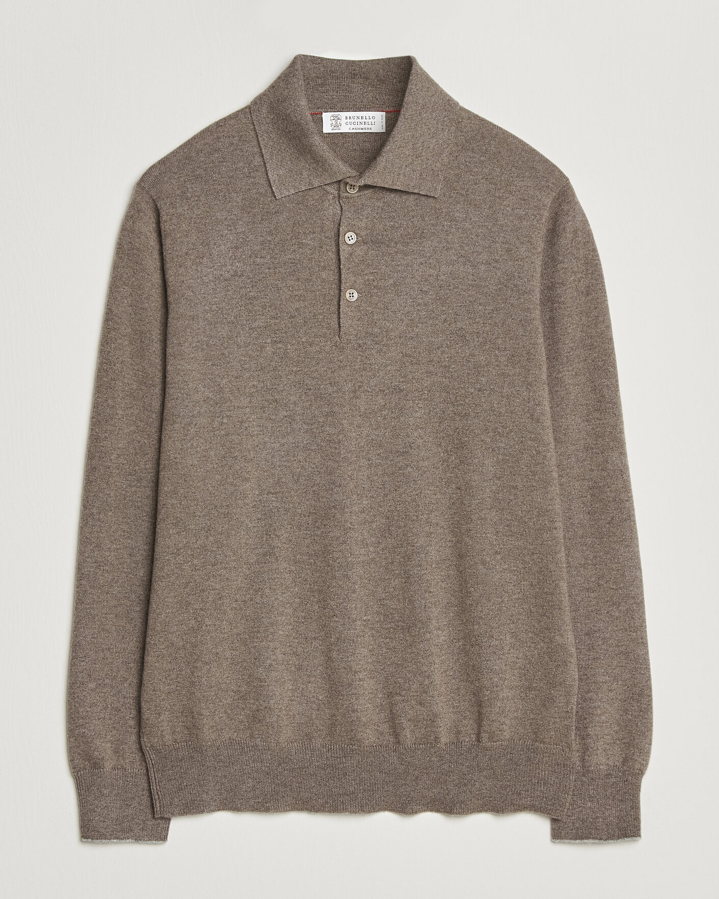 Heren | Truien | Brunello Cucinelli | 2 Ply Cashmere Long Sleeve Polo Brown