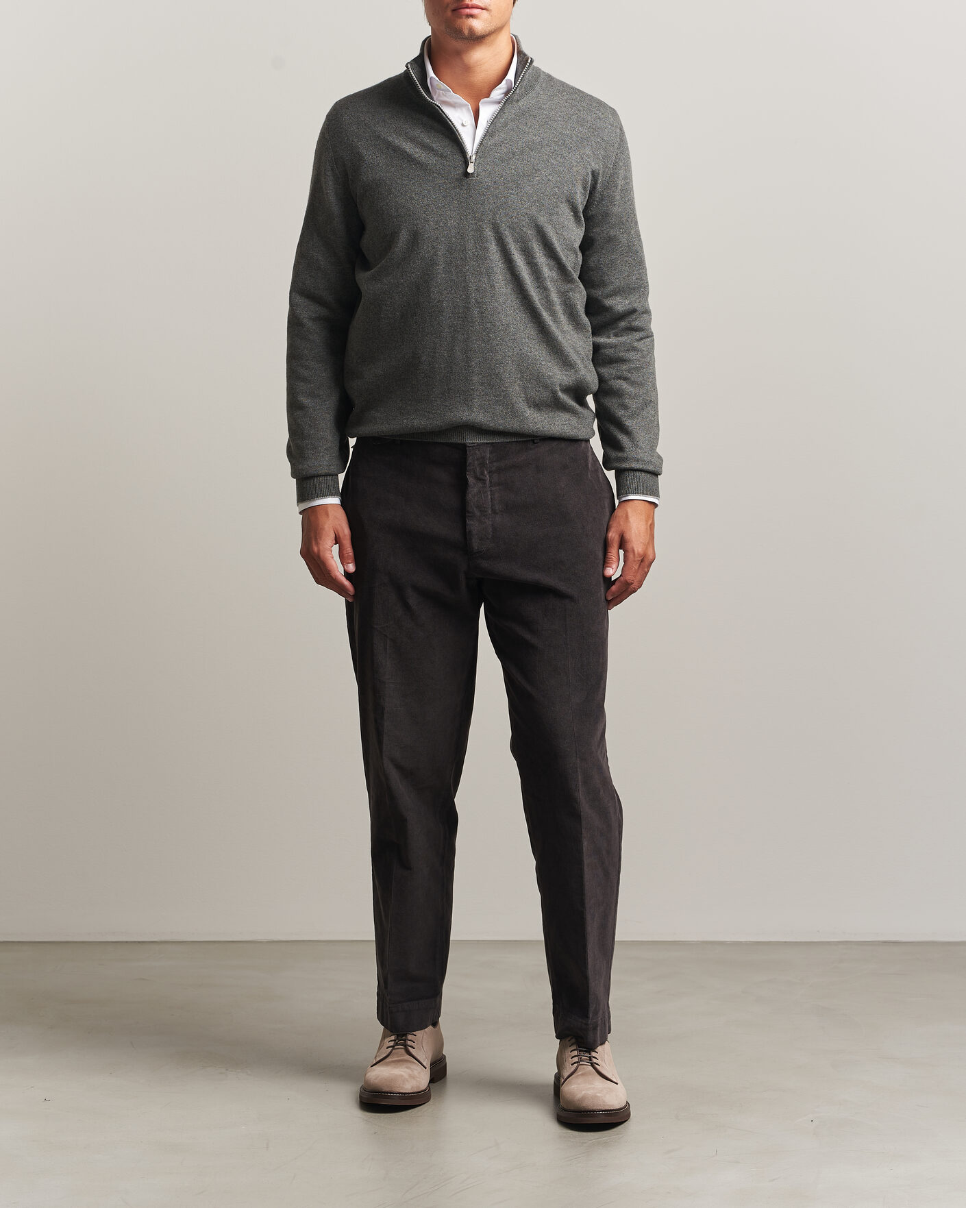 Homme | Pulls Et Tricots | Brunello Cucinelli | 2 Ply Cashmere Half Zip Forest Green