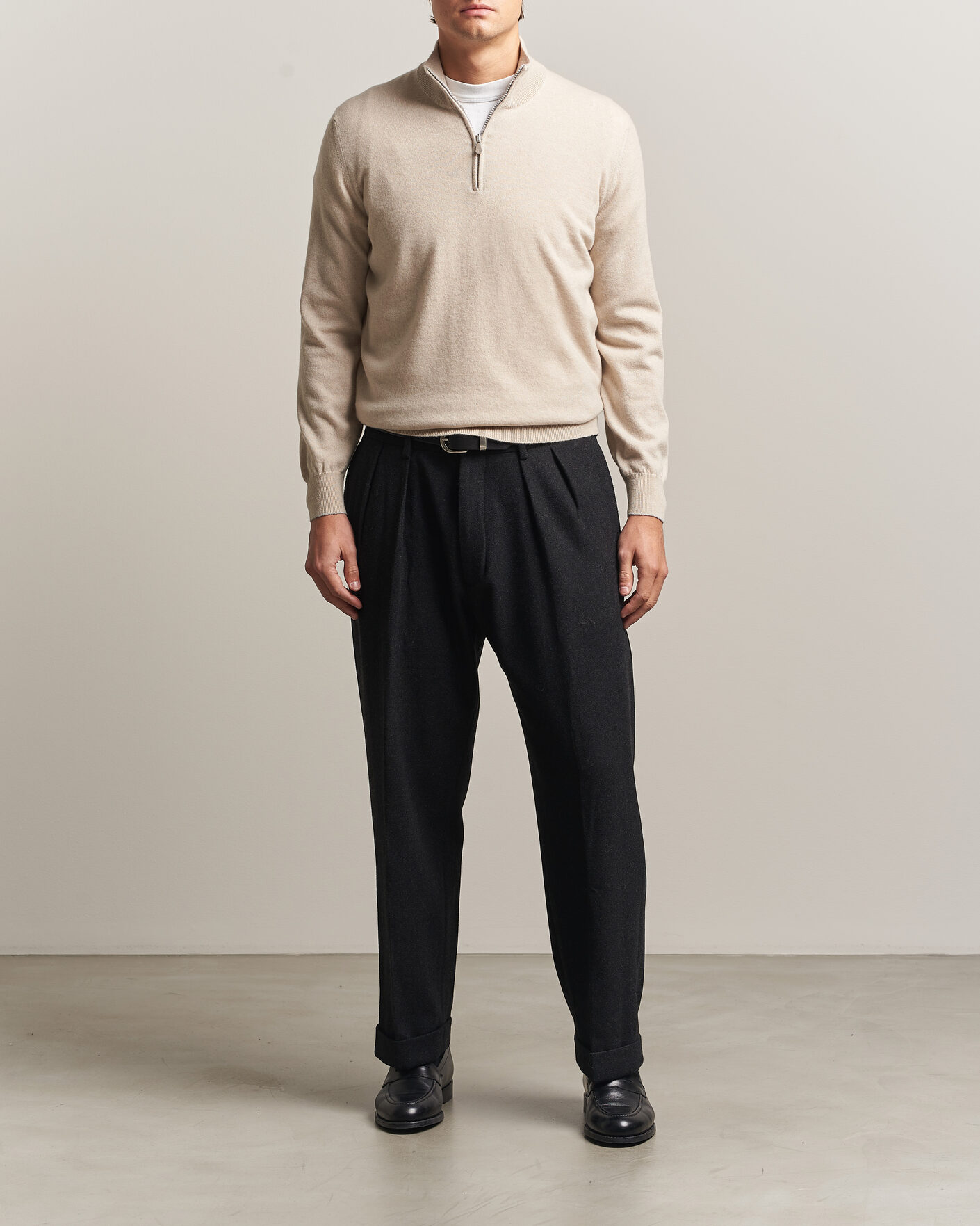 Homme | Pulls Et Tricots | Brunello Cucinelli | 2 Ply Cashmere Half Zip Sand