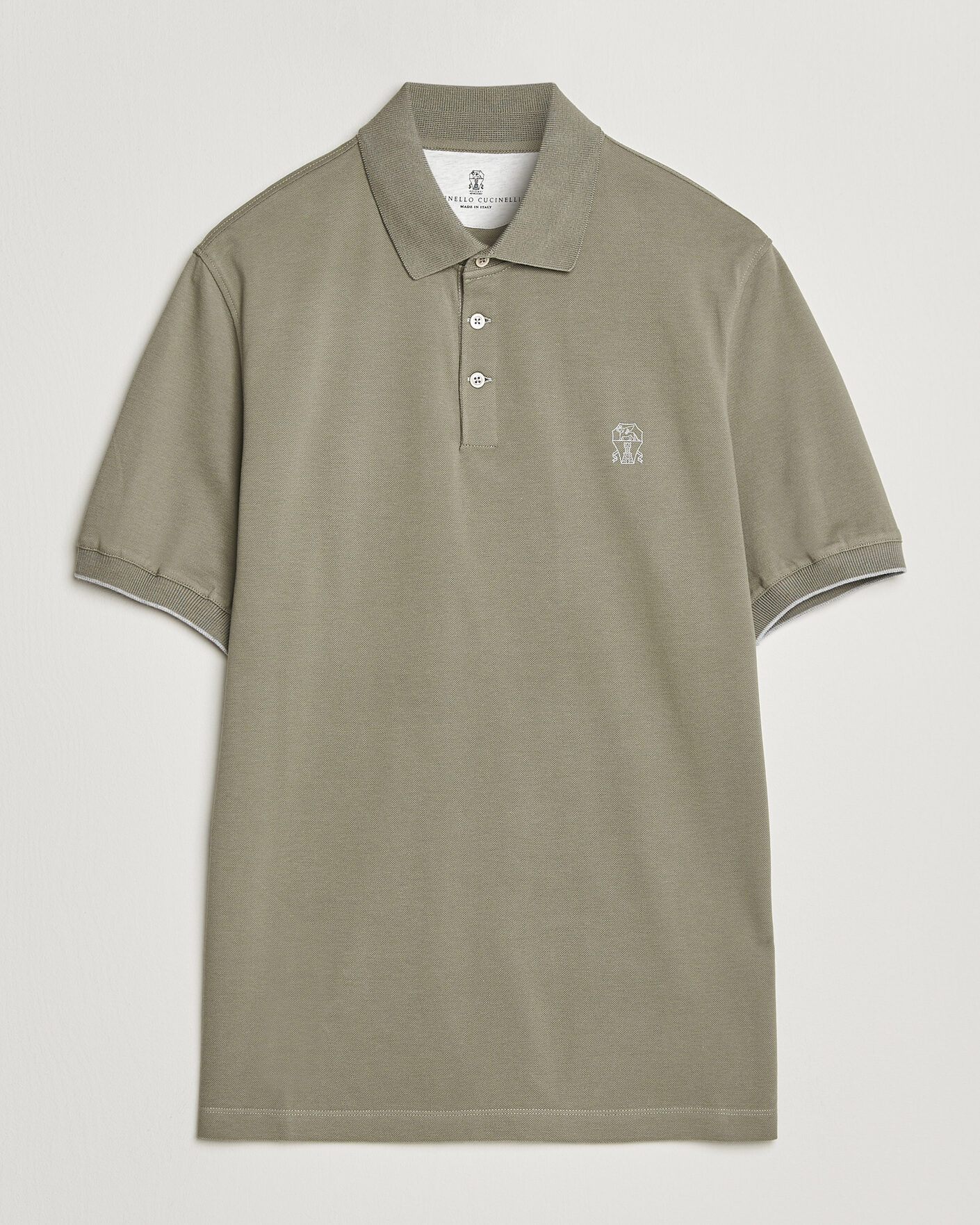 Homme | Polos | Brunello Cucinelli | Short Sleeve Logo Polo Olive