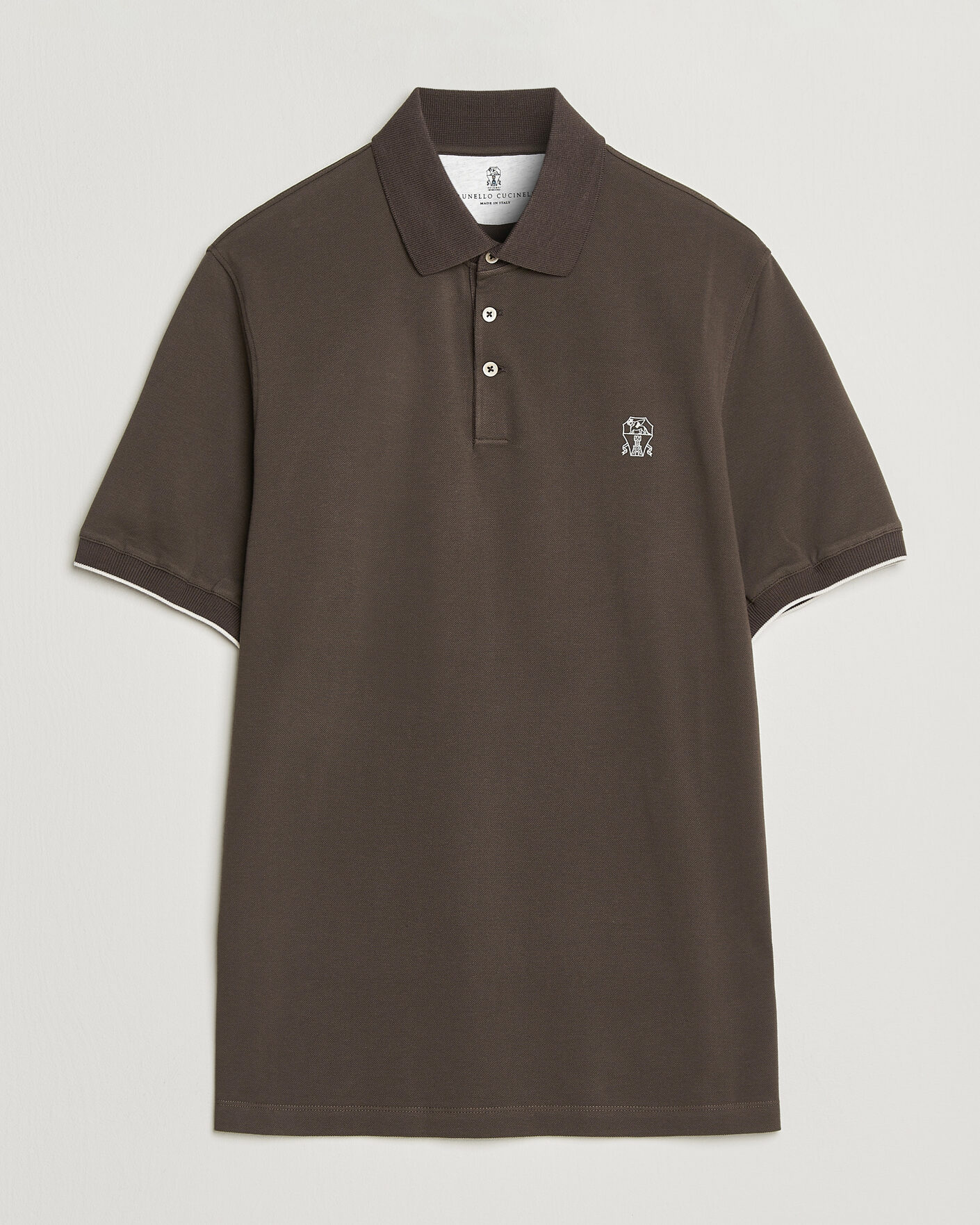 Homme | Polos | Brunello Cucinelli | Short Sleeve Logo Polo Dark Brown
