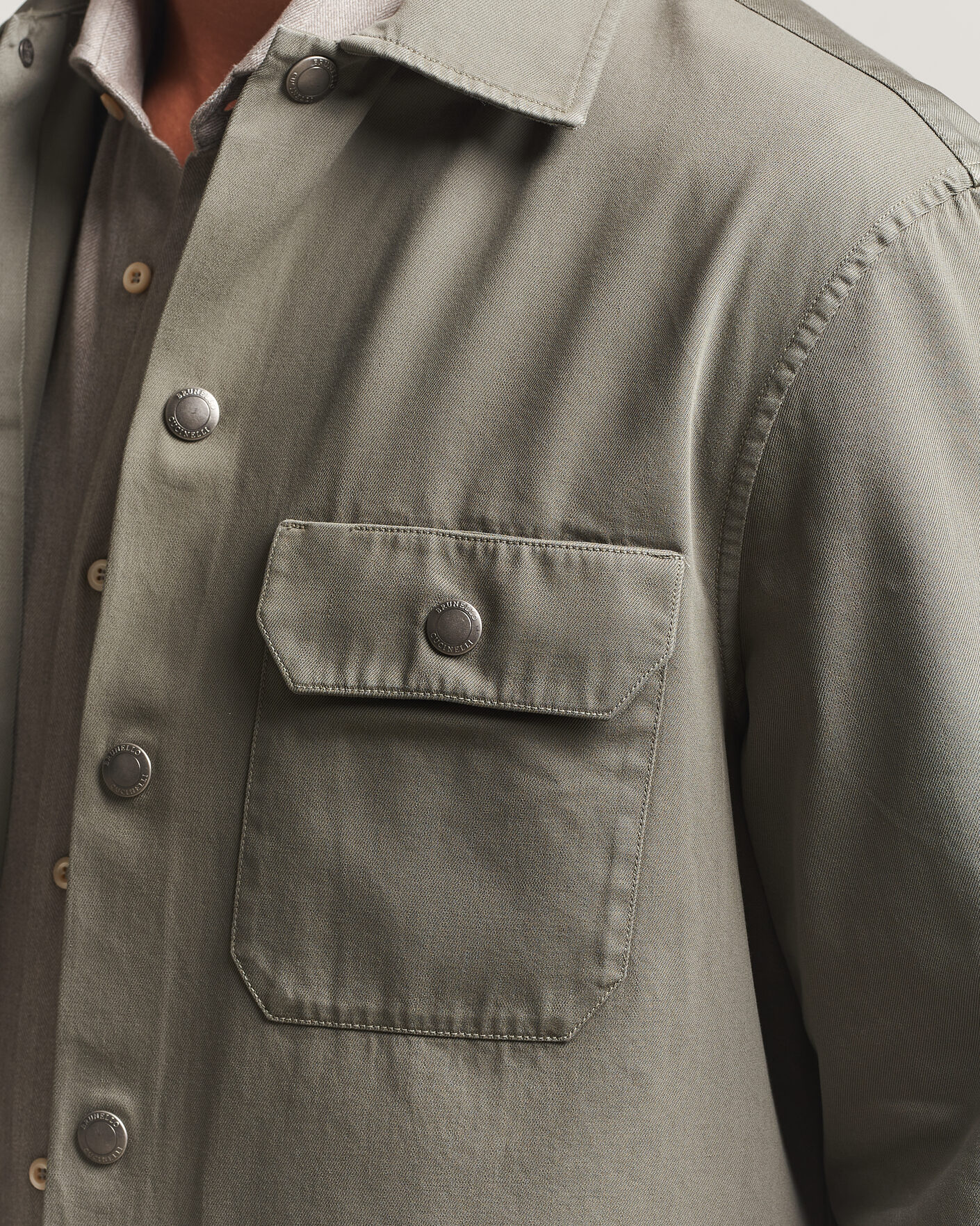 Heren | Overhemden | Brunello Cucinelli | Twill Cotton Overshirt Olive