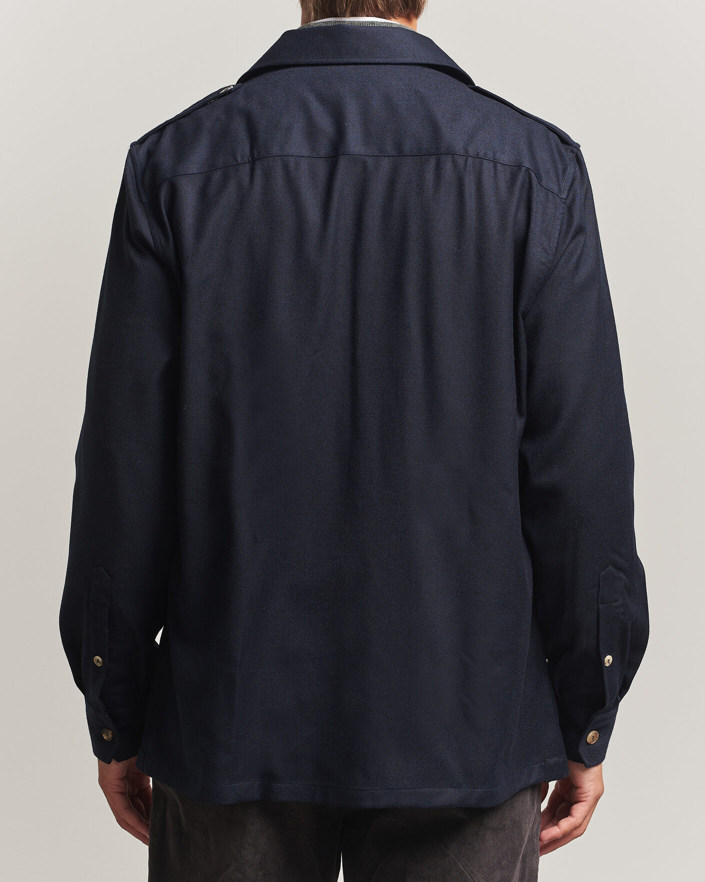 Heren | Overhemden | Brunello Cucinelli | Flannel Double Pocket Overshirt Navy
