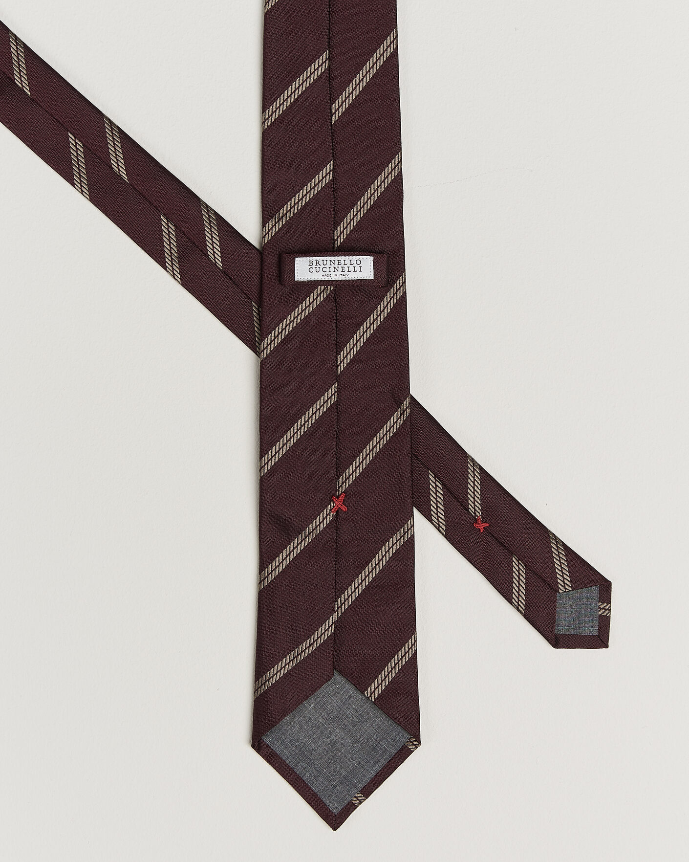Heren | Stropdassen | Brunello Cucinelli | Regimental Stripe Silk Tie Burgundy