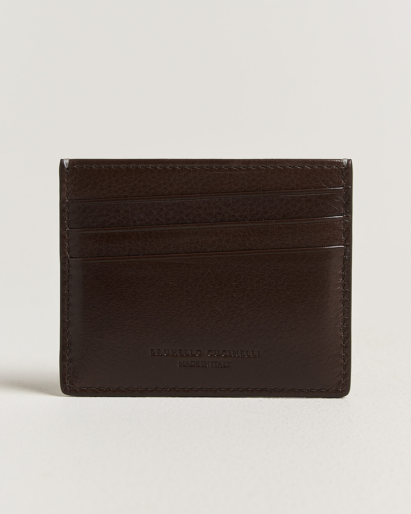 Homme | Portefeuilles | Brunello Cucinelli | Grain Leather Card Holder Dark Brown
